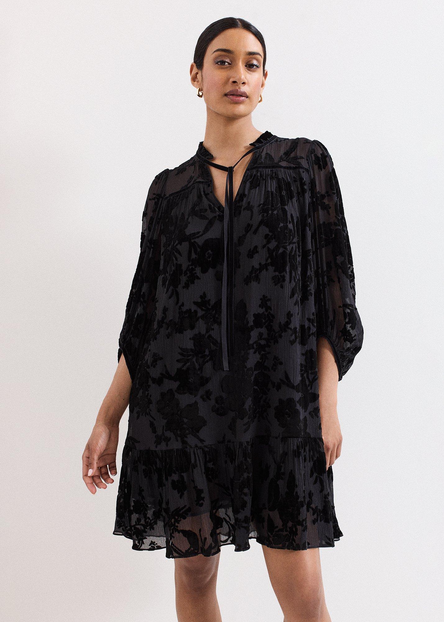 Mila Black Velvet Mini Dress