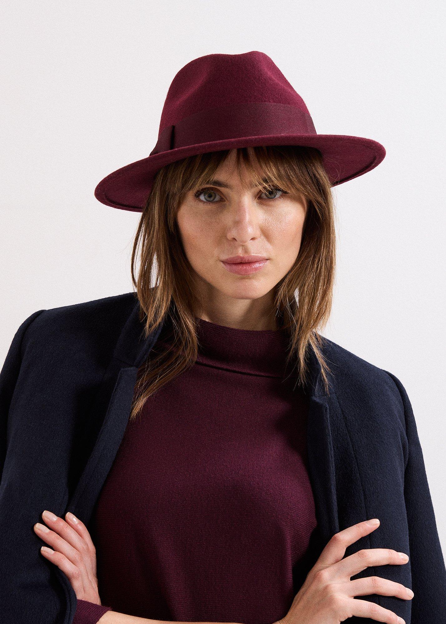 Burgundy Felt Trilby Hat