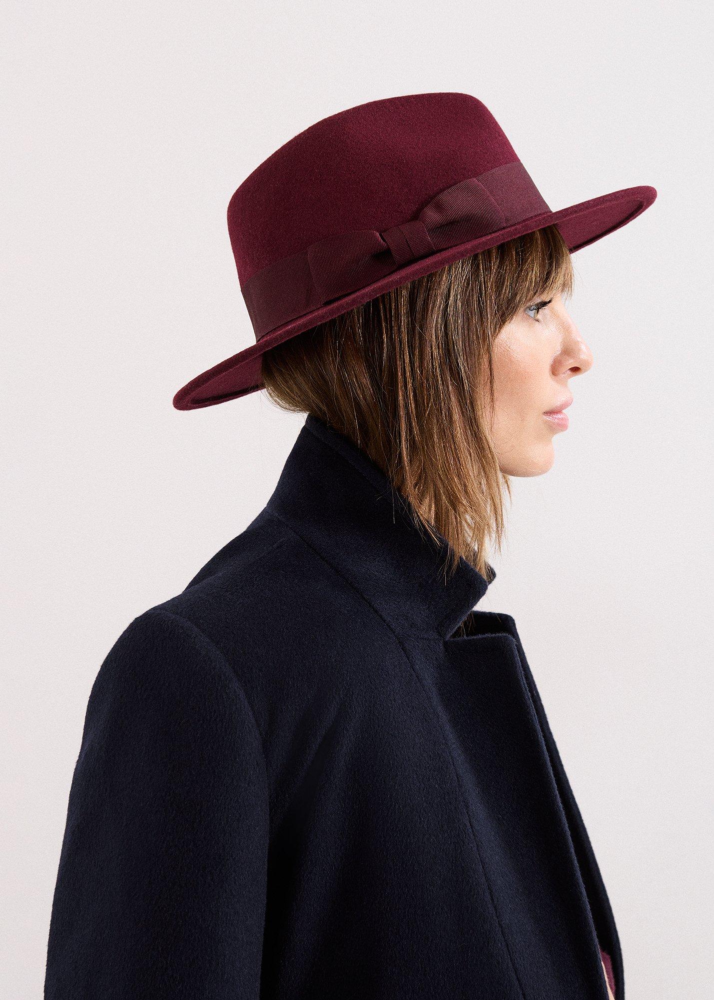 Burgundy Felt Trilby Hat