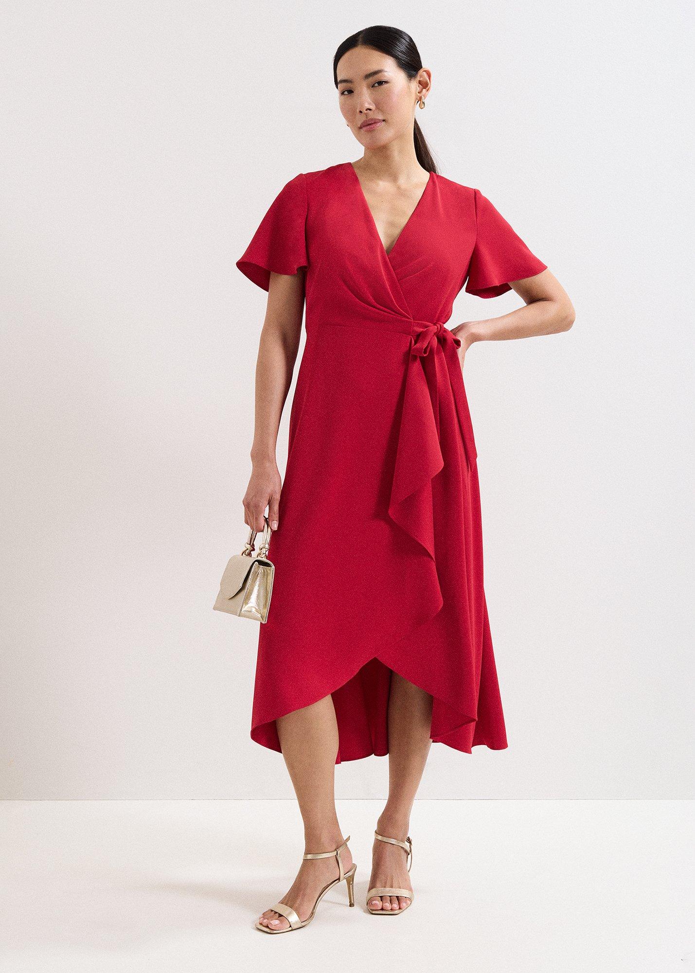Julissa Red Wrap Midi Dress