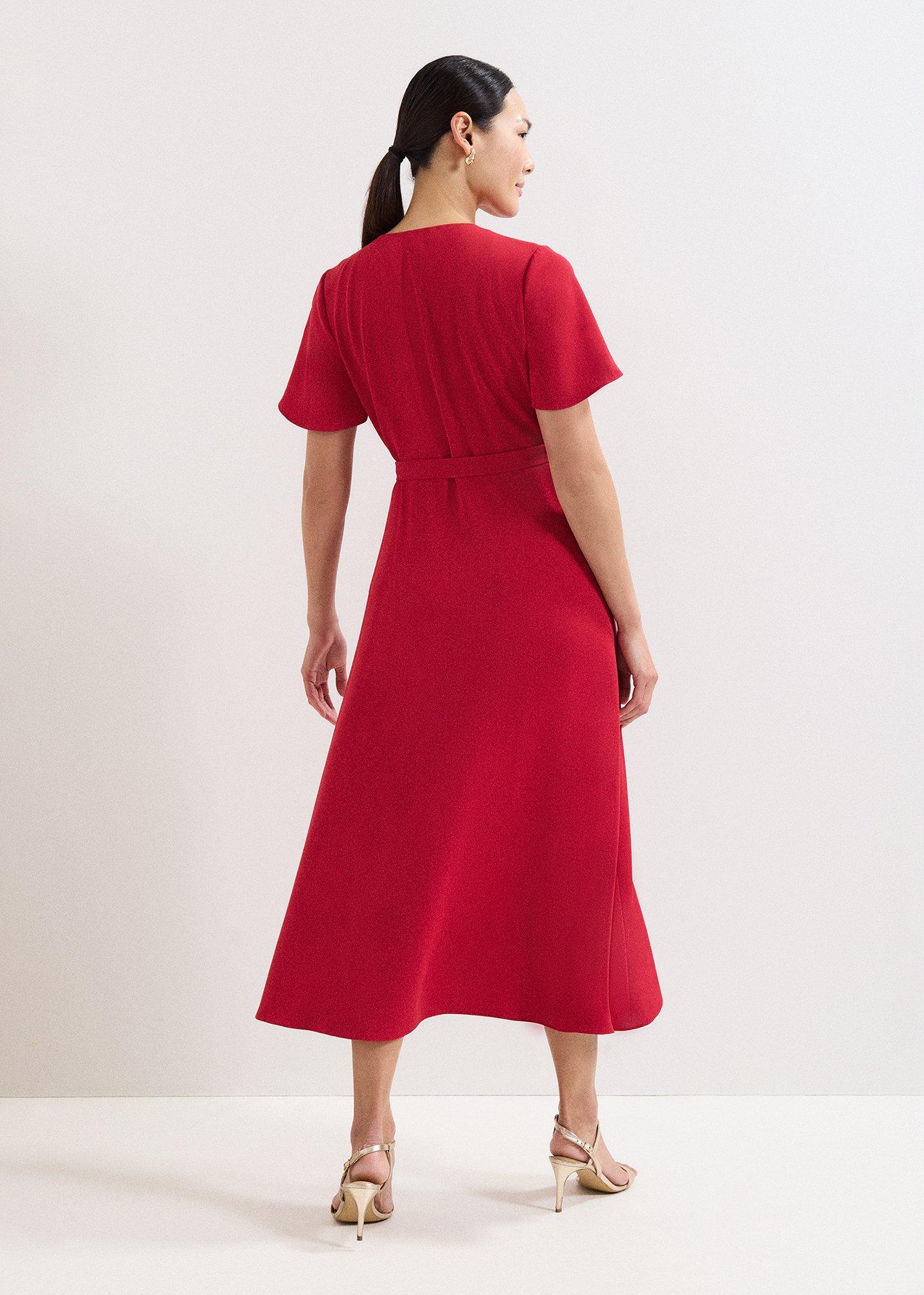 Julissa Red Wrap Midi Dress