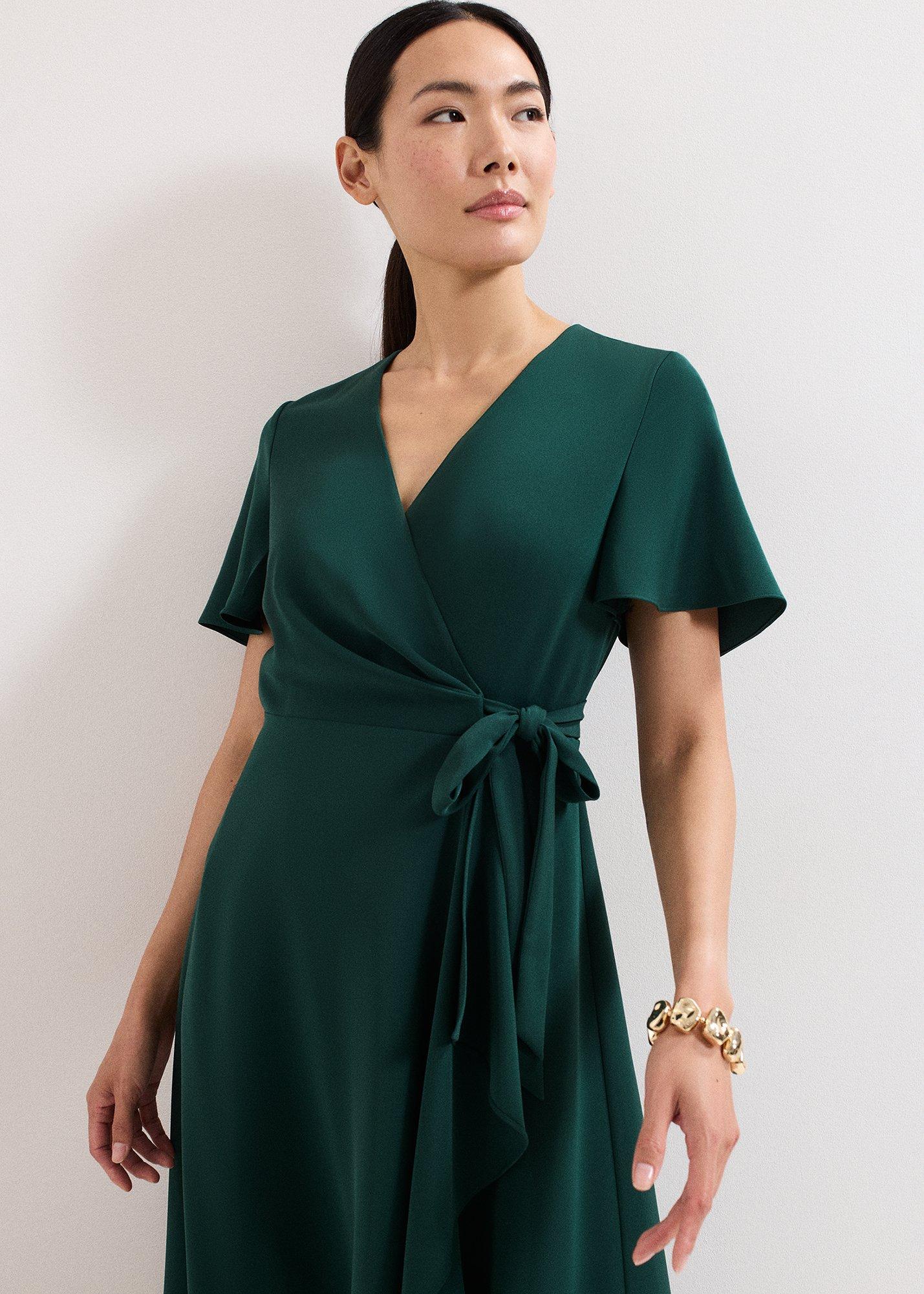 Julissa Green Wrap Midi Dress
