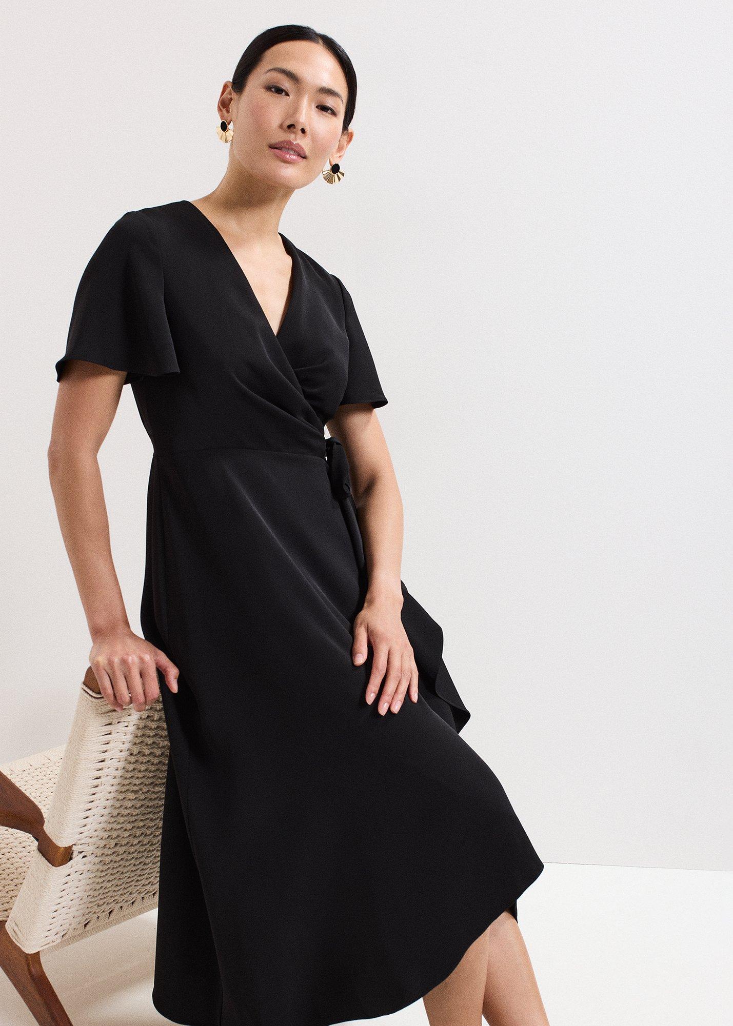 Julissa Black Wrap Midi Dress