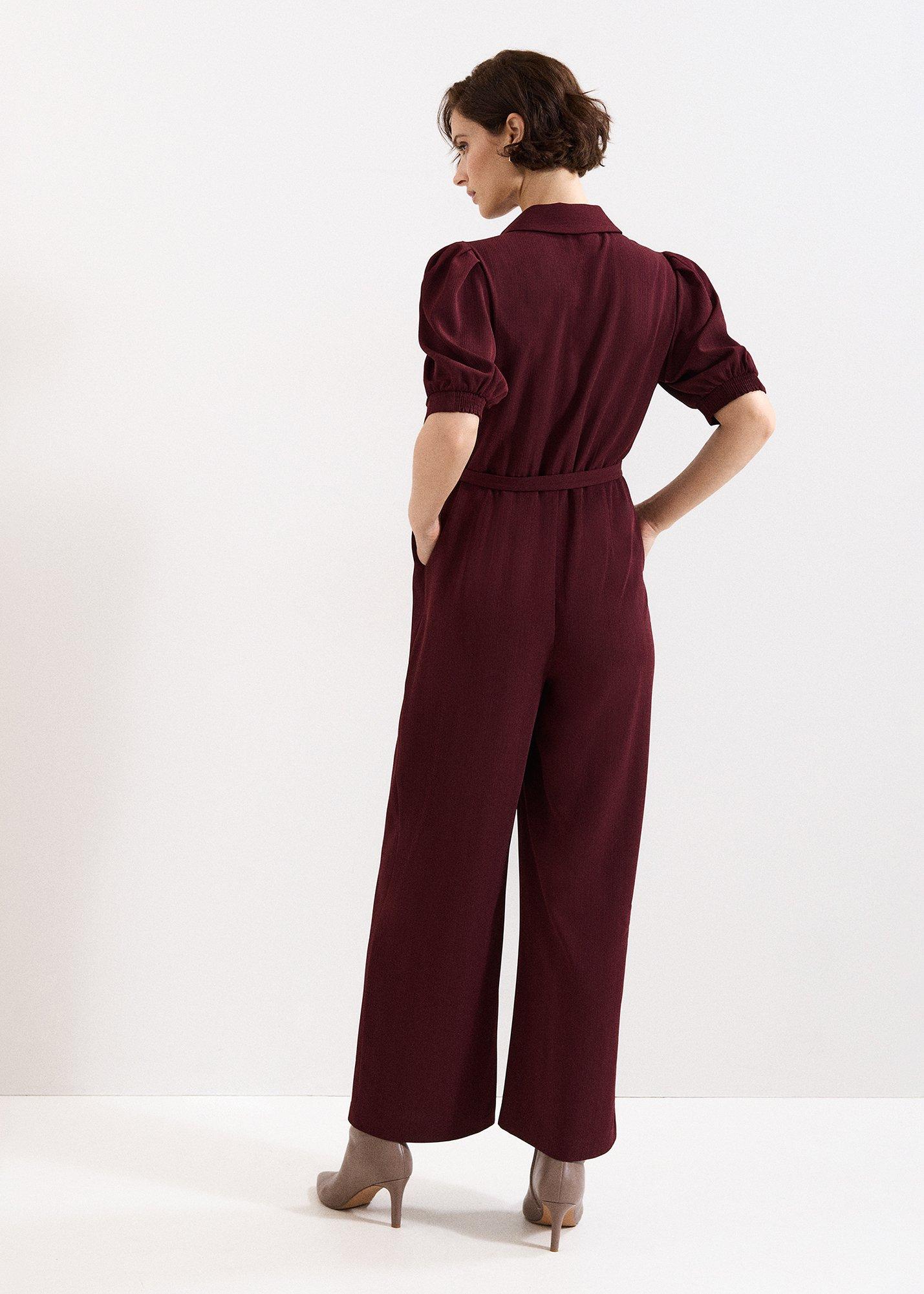 Candice Burgundy Zip Jumpsuit