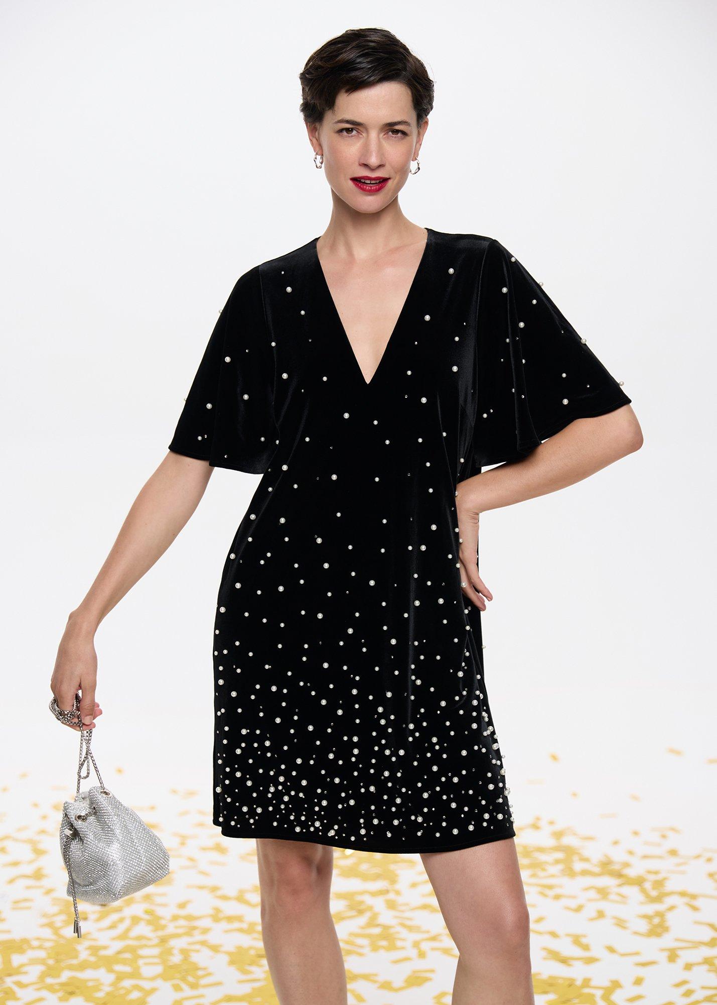 Pennie Velvet Pearl Dress