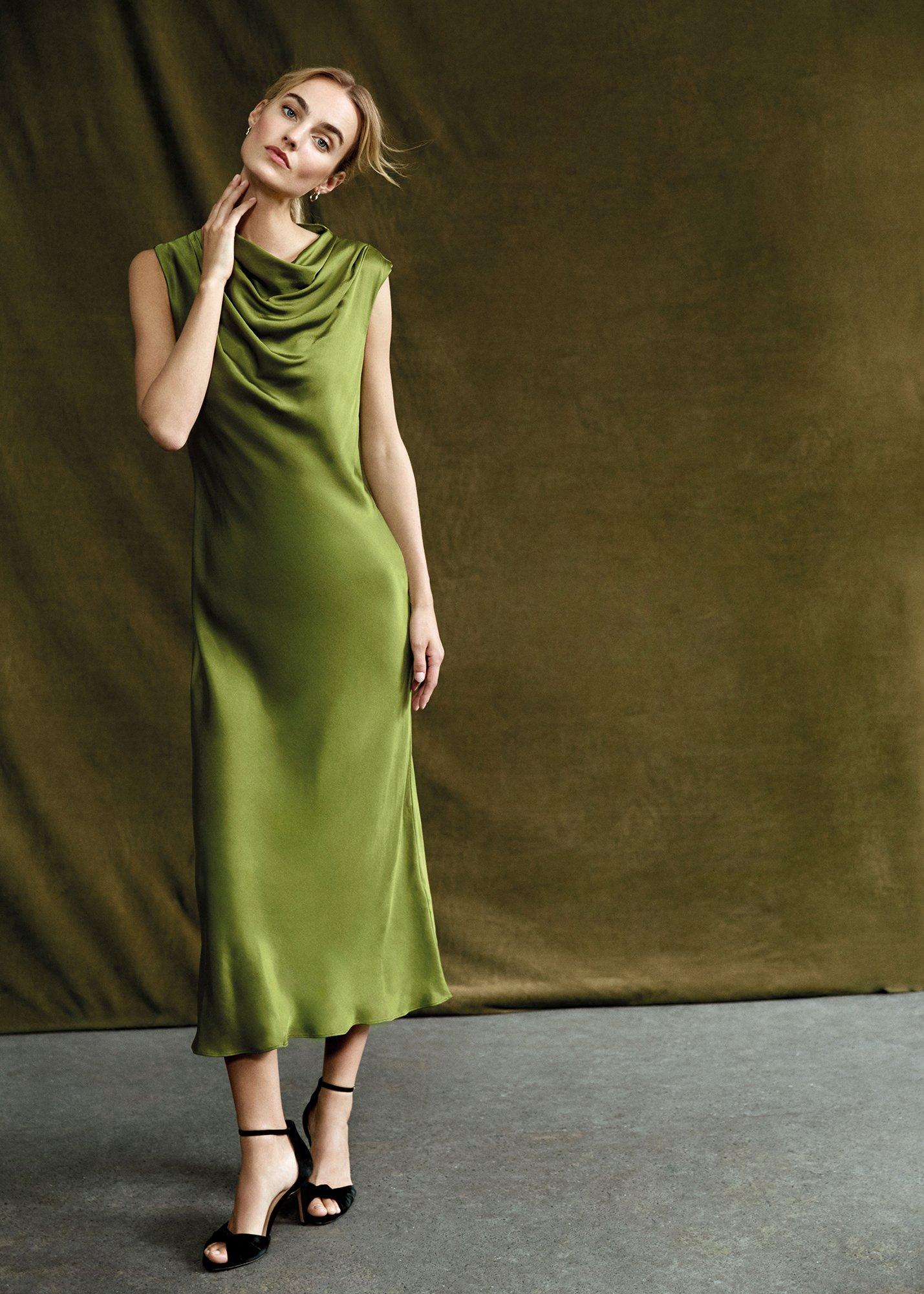 Hallie Green Midi Dress