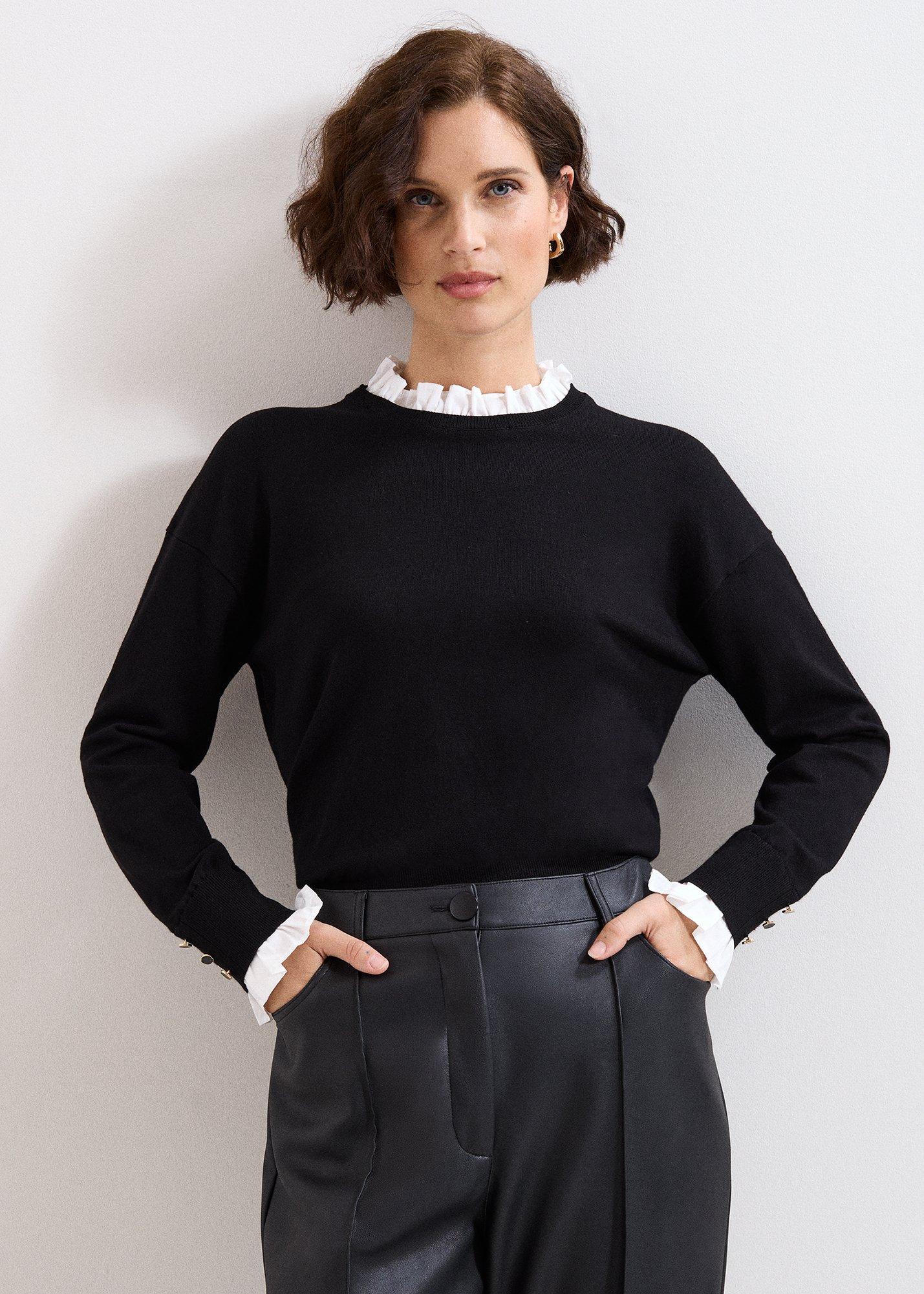 ${product-id}-Jenna Collar Top-Black/Ivory-${view-type}