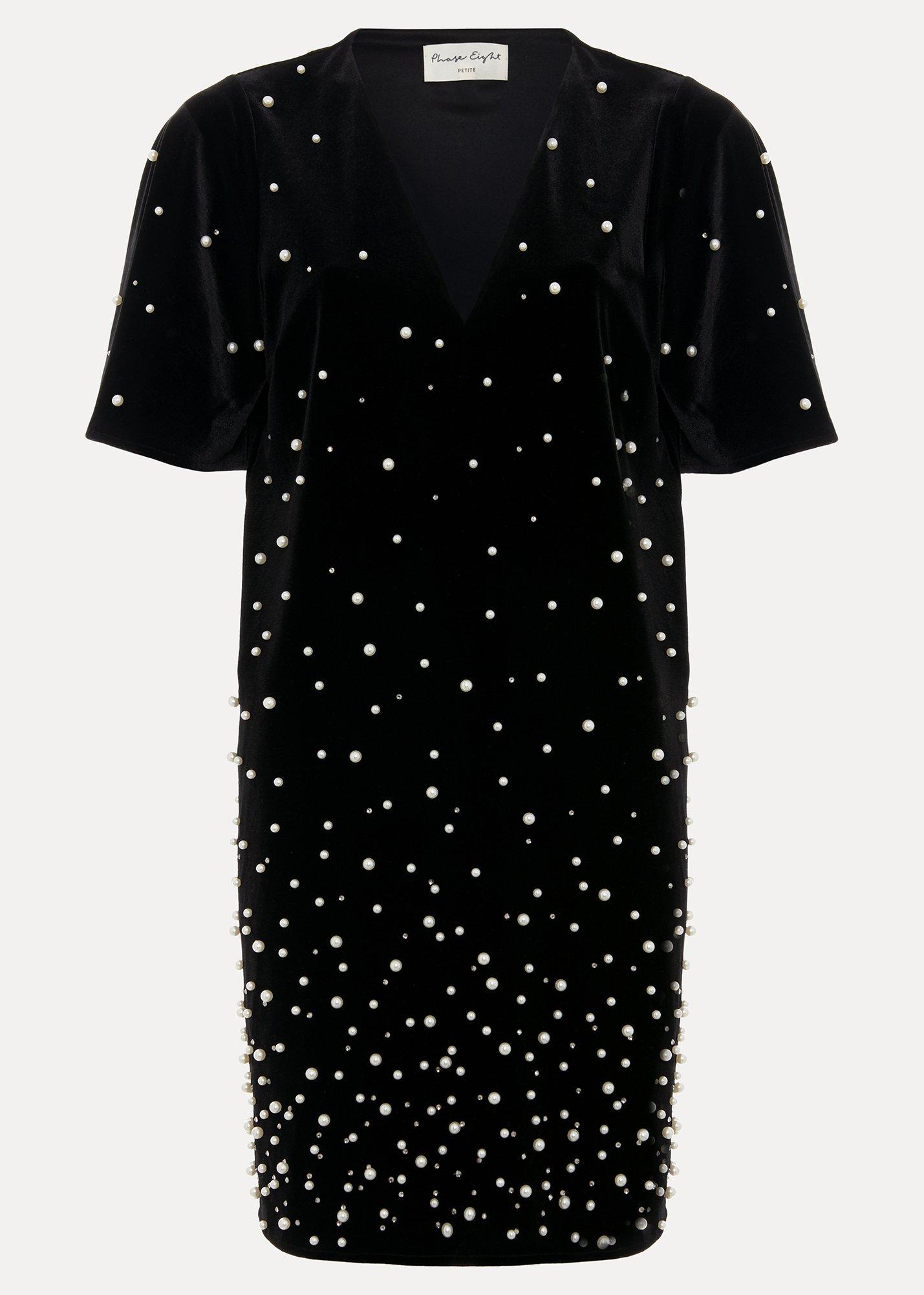 Petite Pennie Velvet Pearl Tunic Dress