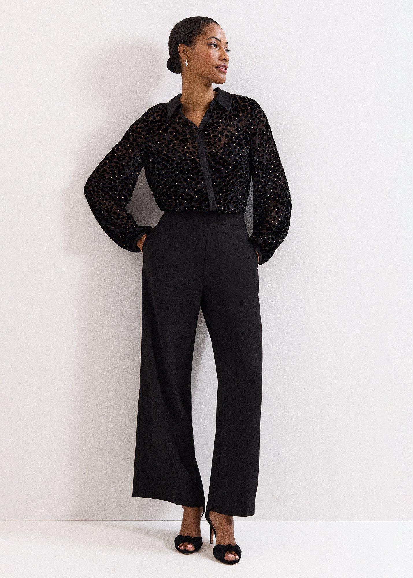 ${product-id}-Della Black Velvet Burnout Shirt-Black-${view-type}