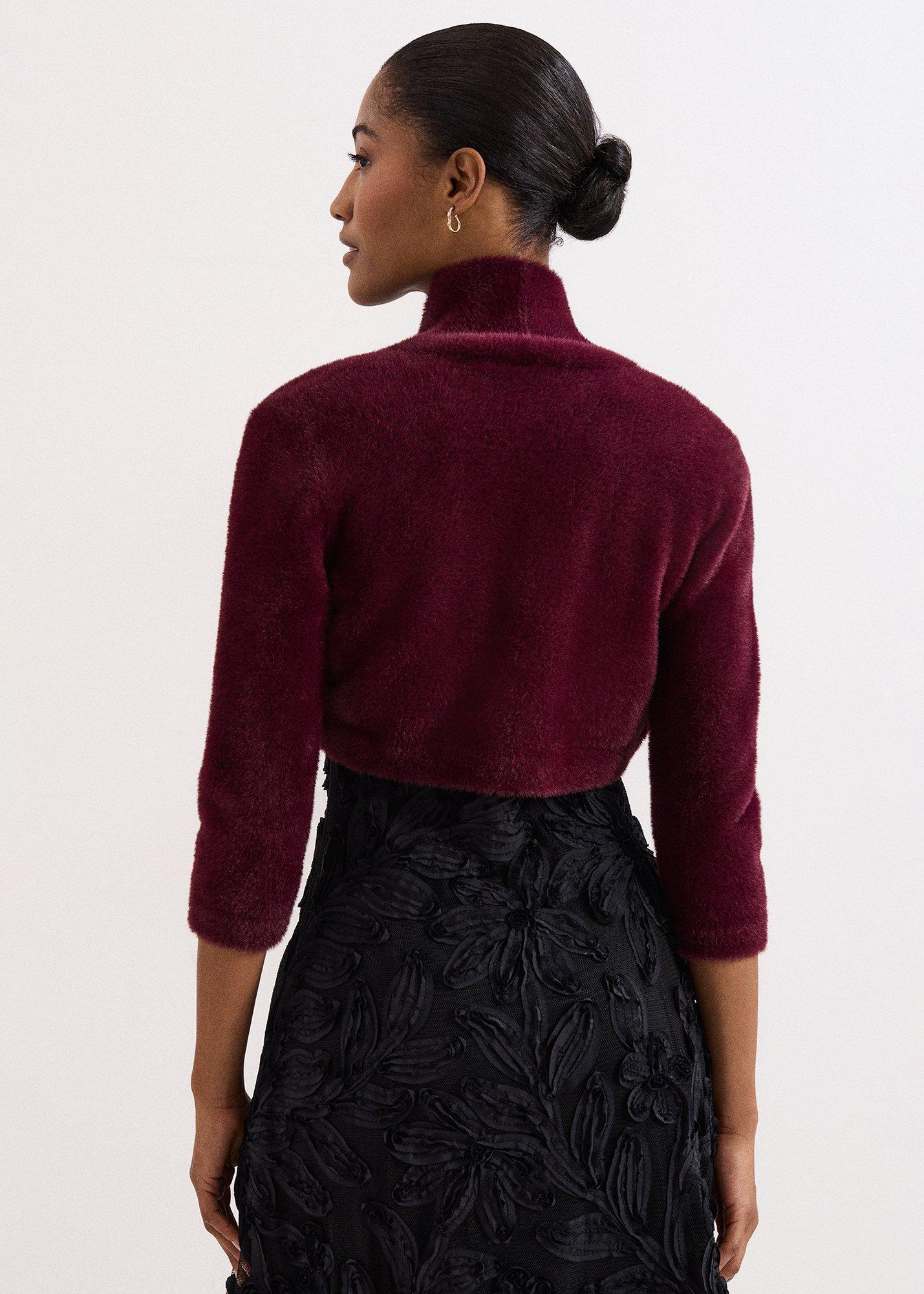 Fay Burgundy Fluffy Bolero