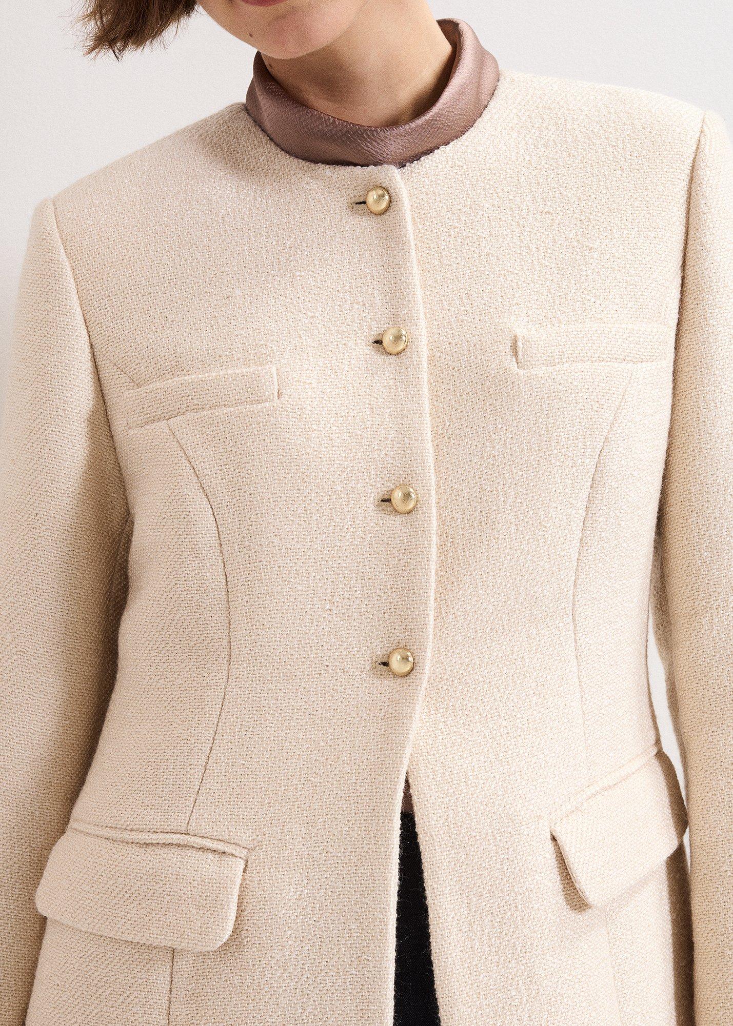 ${product-id}-Graziella Boucle Longline Jacket-Cream-${view-type}