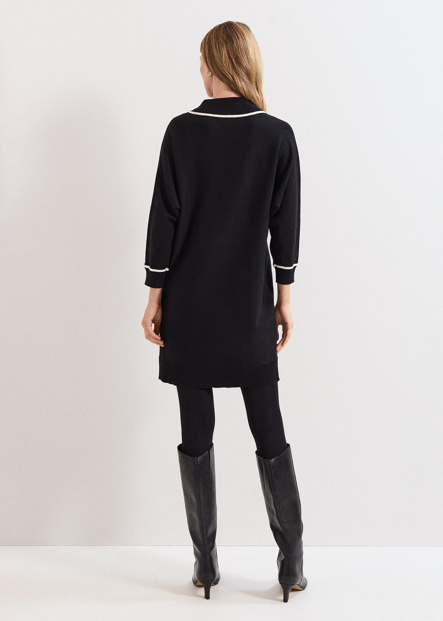 Hallie Black Tipped Jumper Dress