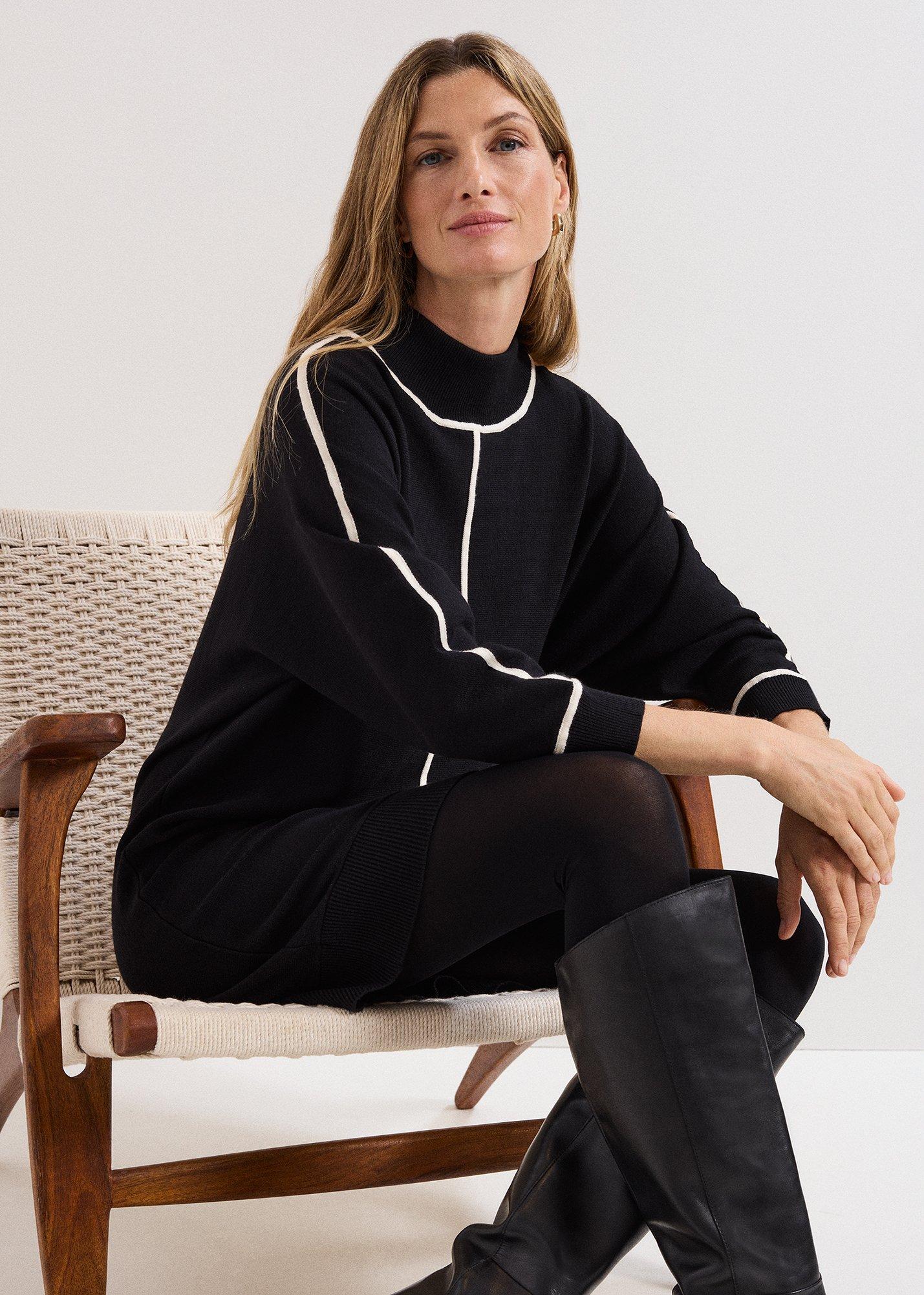 ${product-id}-Hallie Tipped Jumper Dress-Black/Ivory-${view-type}