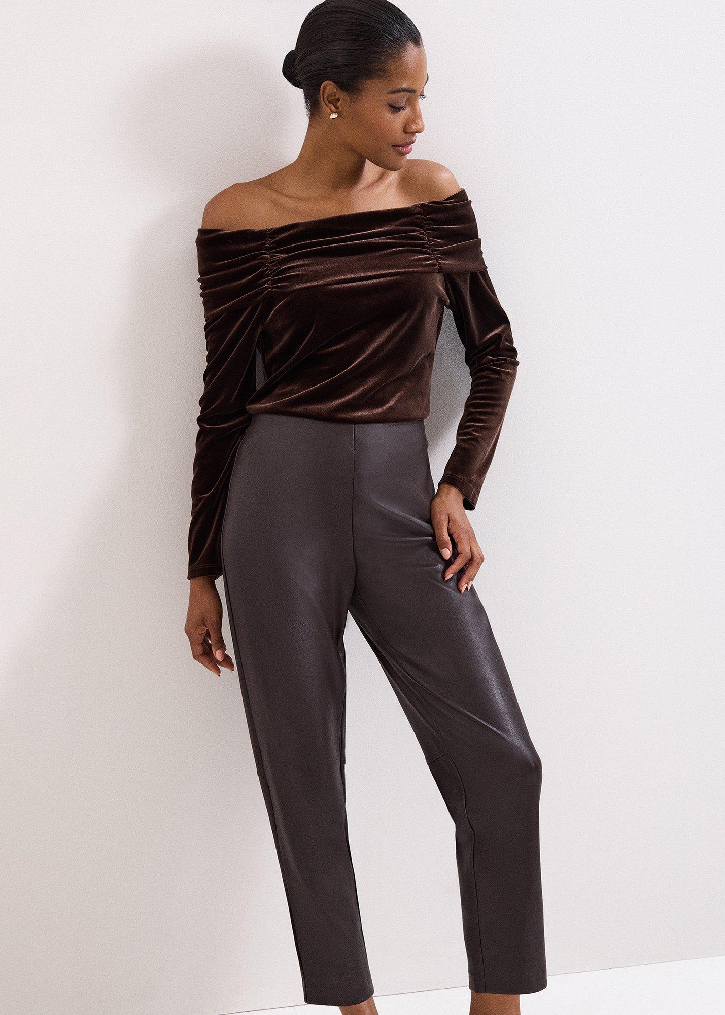 ${product-id}-Mya Brown PU Crop Trouser-Brown-${view-type}