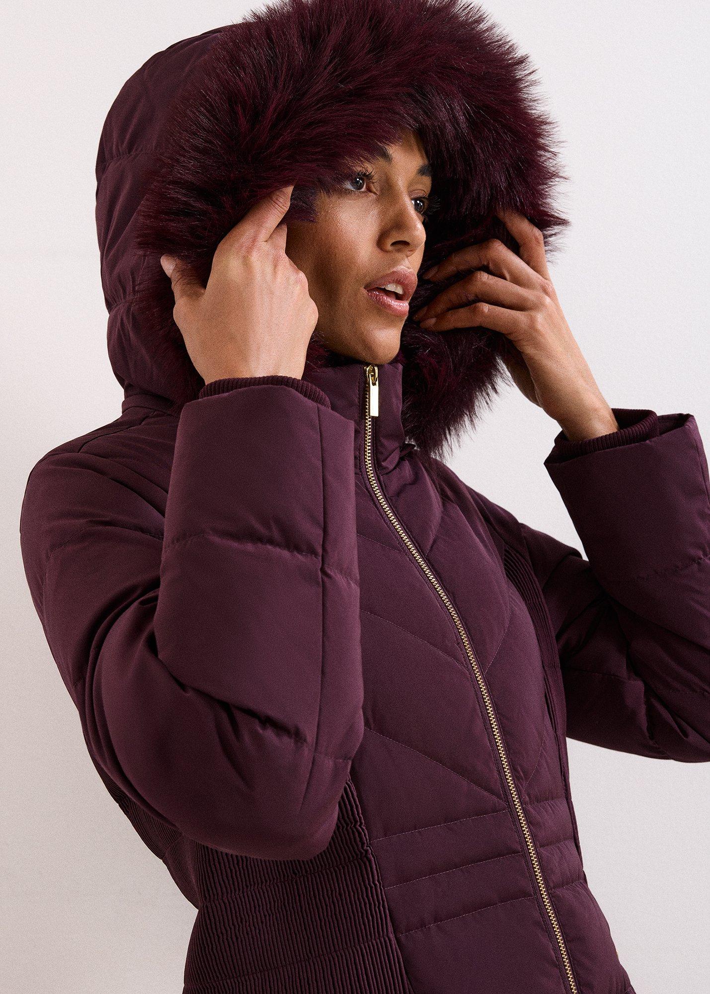 ${product-id}-Amber Fur Hood Puffer Coat-Burgundy-${view-type}