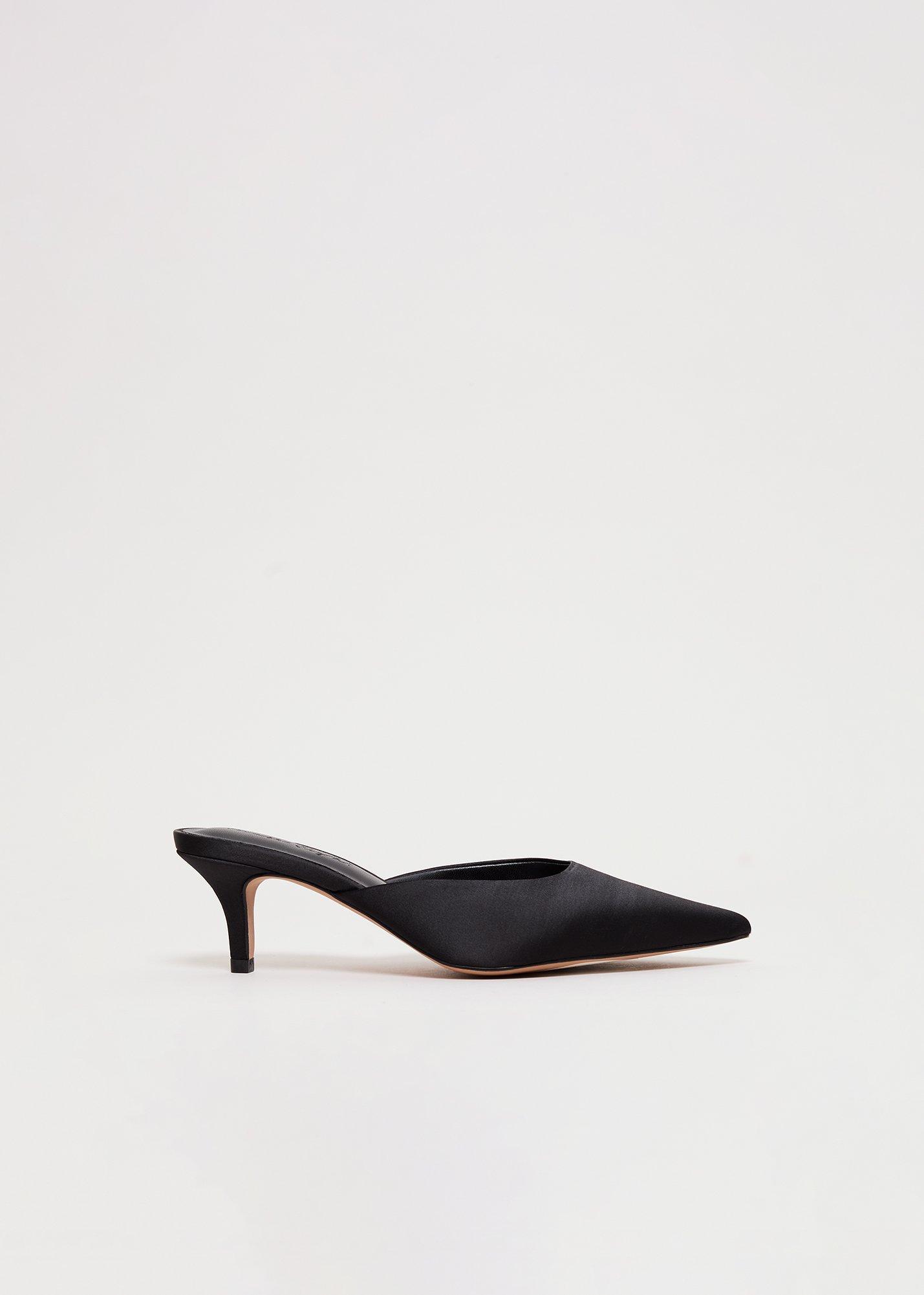 Satin Black Mules