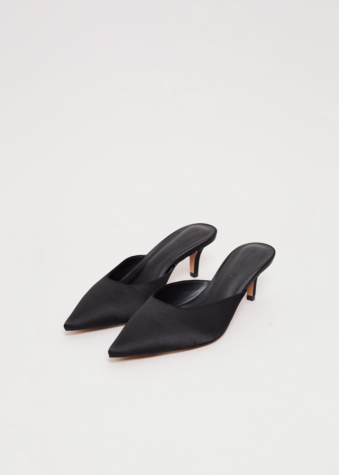 Satin Black Mules