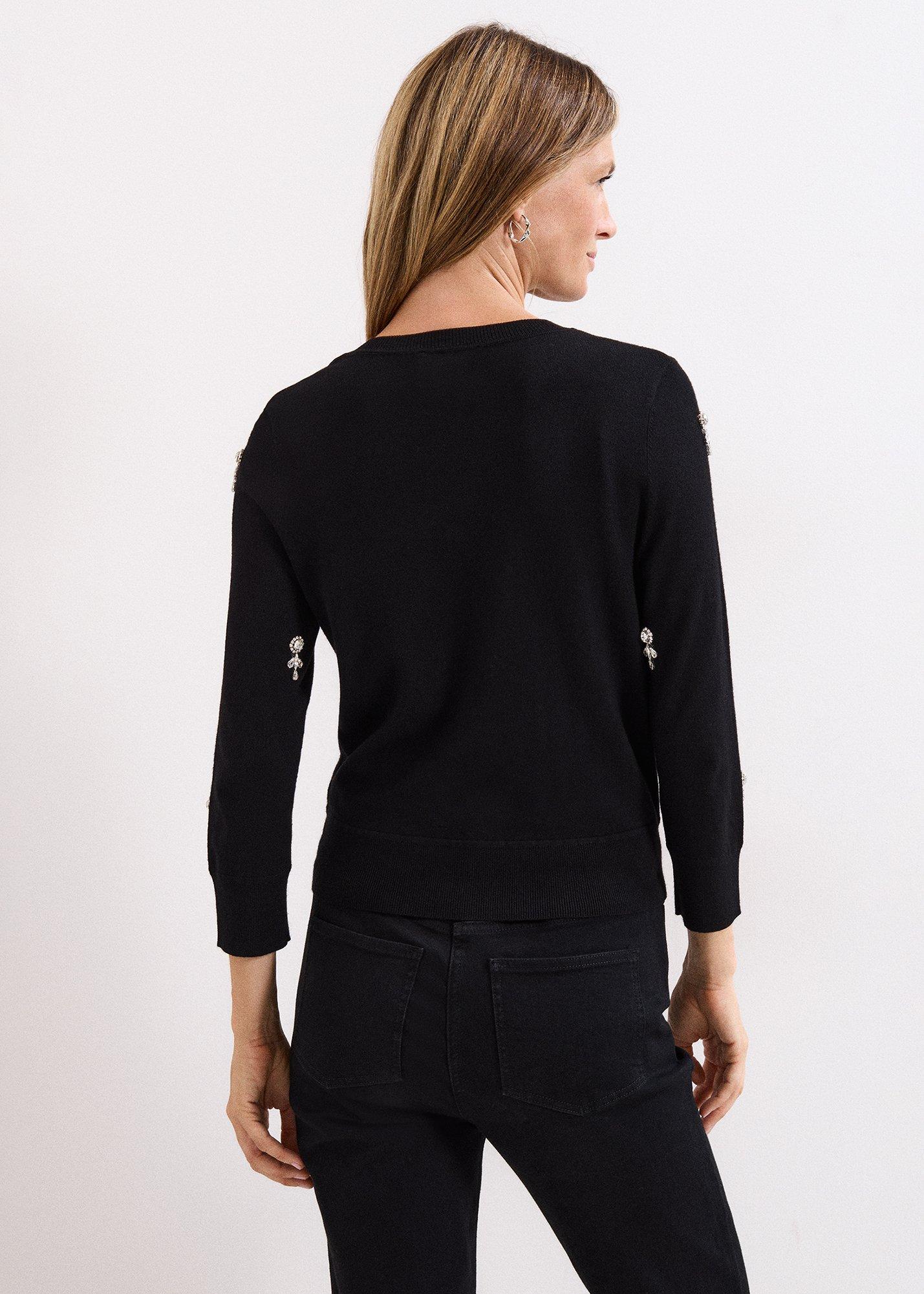 Robin schwarzer Cardigan mit Schmucksteinen