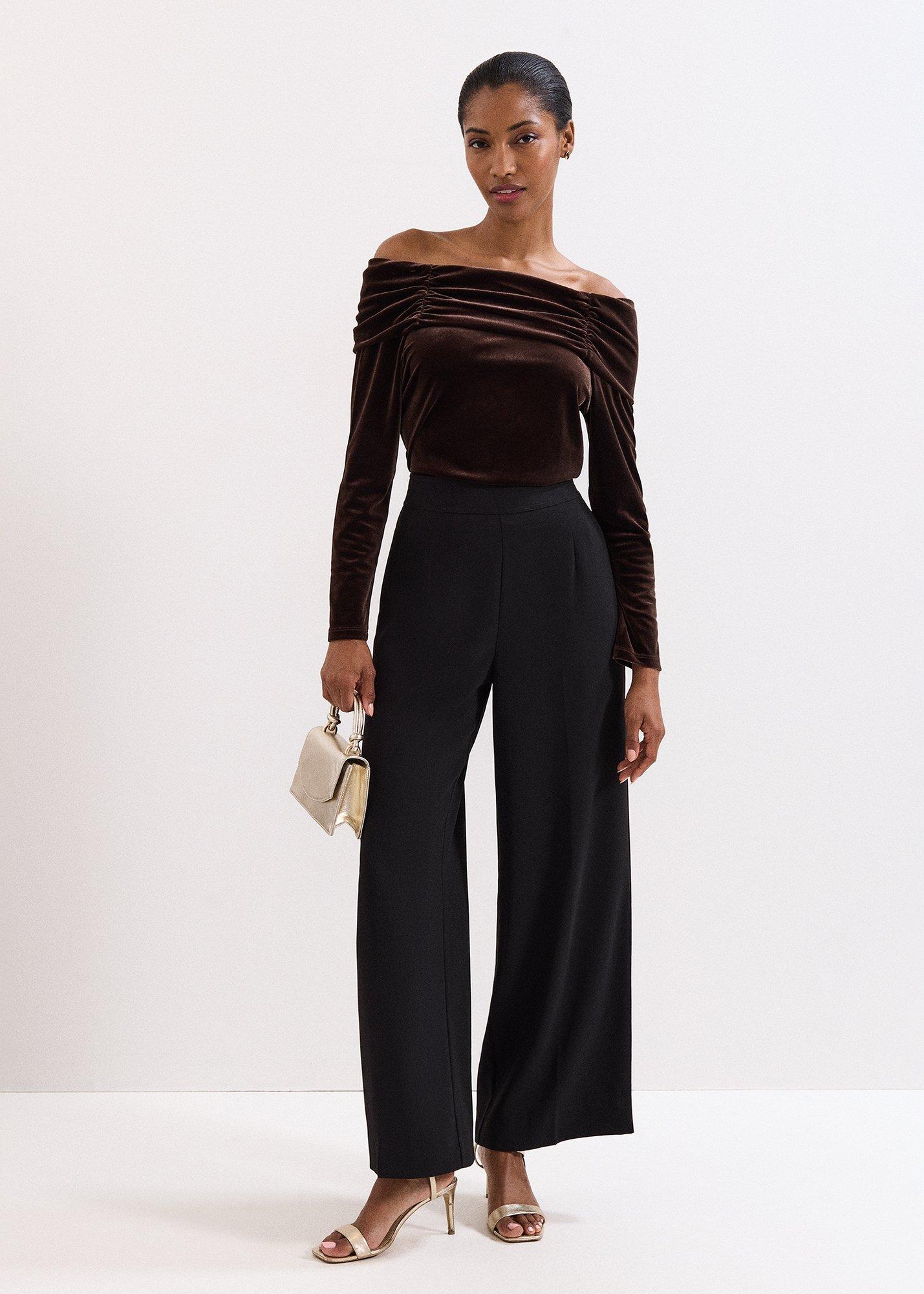 ${product-id}-Orelia Brown Velvet Bardot Top-Bronze-${view-type}