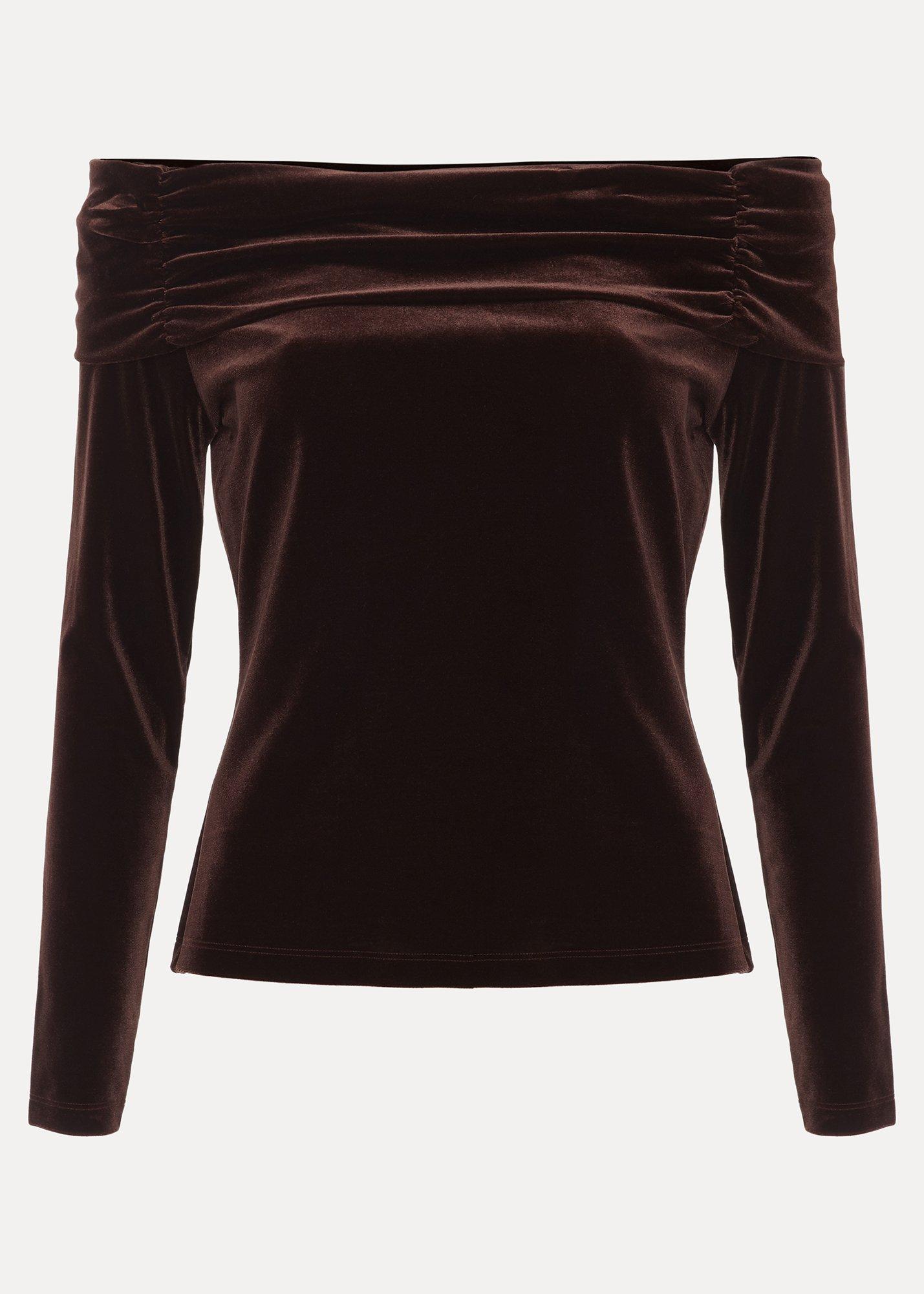 ${product-id}-Orelia Brown Velvet Bardot Top-Bronze-${view-type}