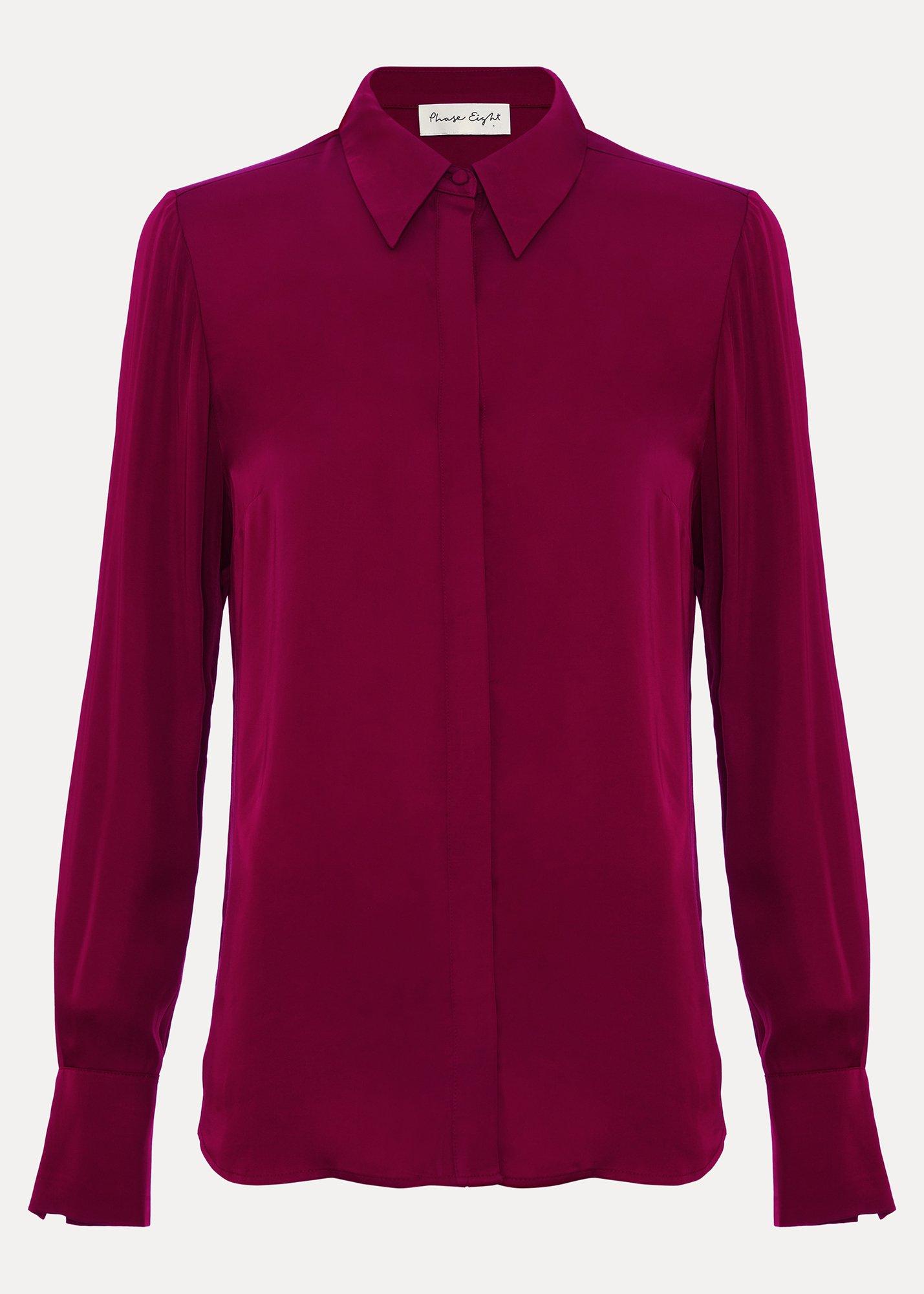 ${product-id}-Petite Novie Burgundy Satin Shirt-Red-${view-type}