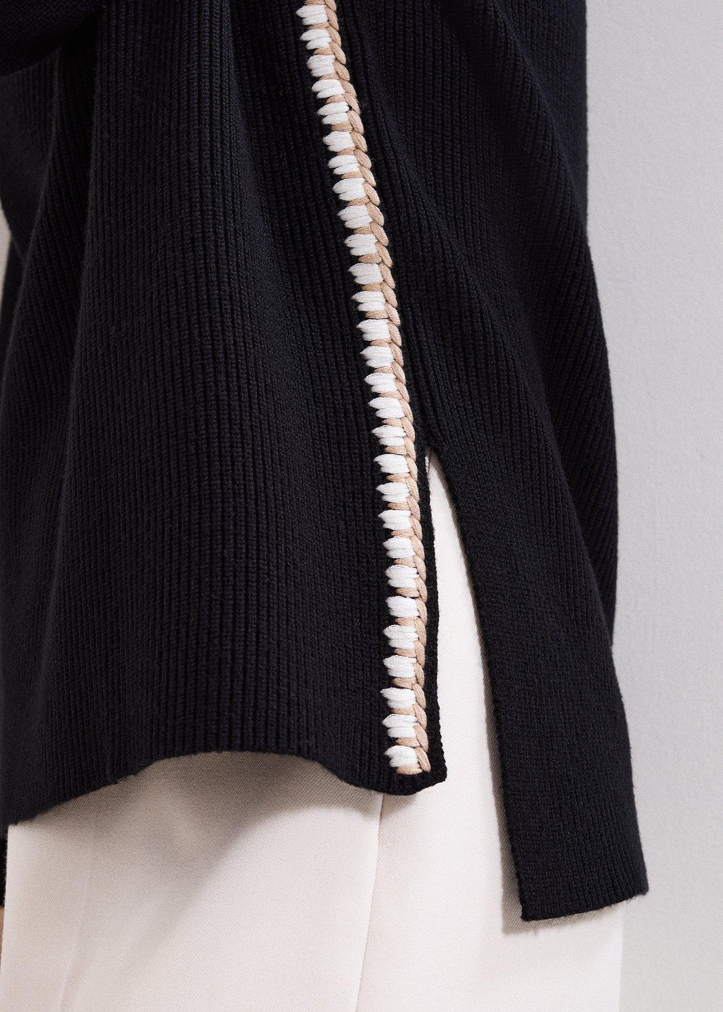 ${product-id}-Immy Crochet Sleeve Detail Funnel Neck Jumper-Black-${view-type}