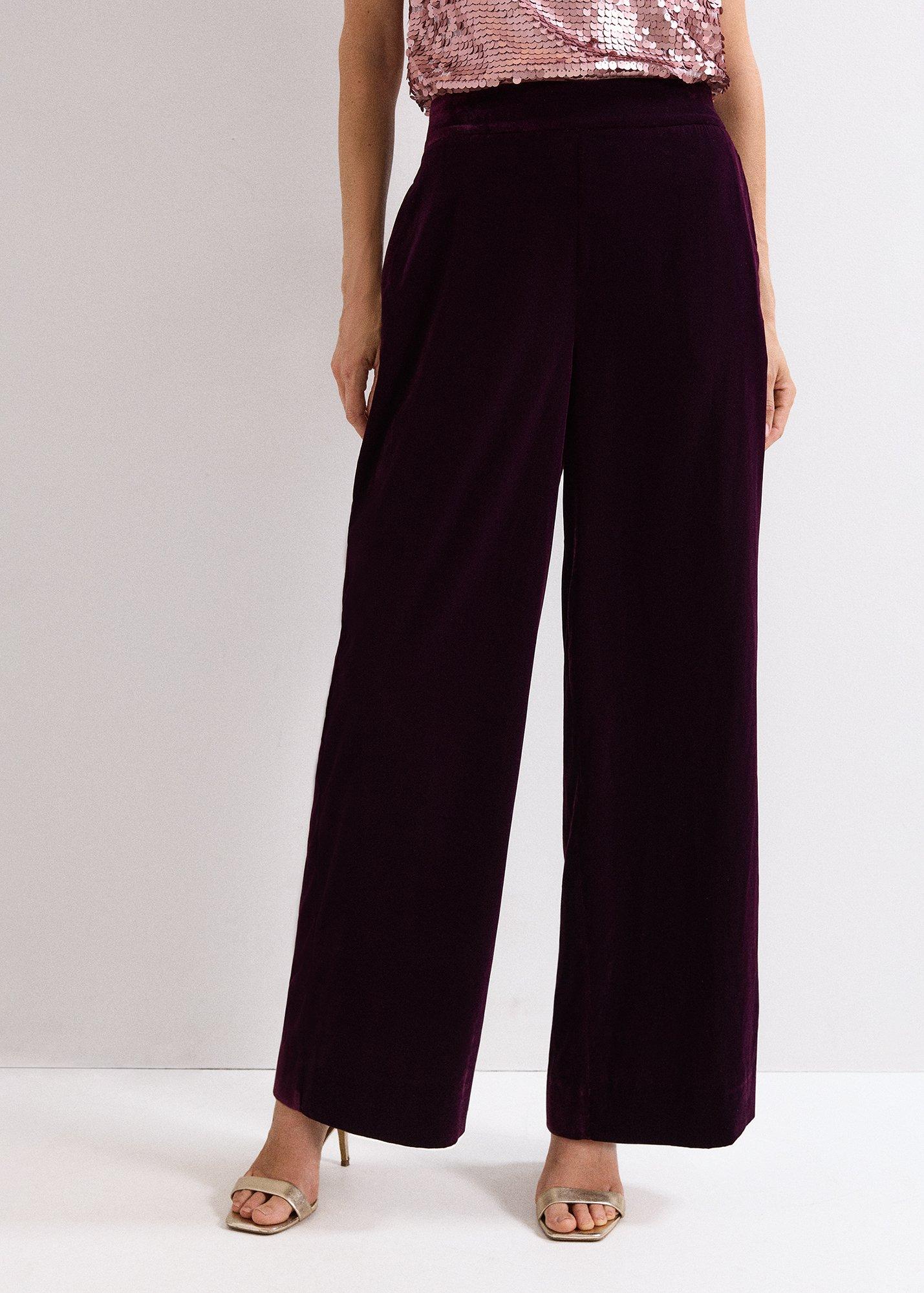 ${product-id}-Petite Valentina Velvet Wide Leg Trouser-Purple-${view-type}