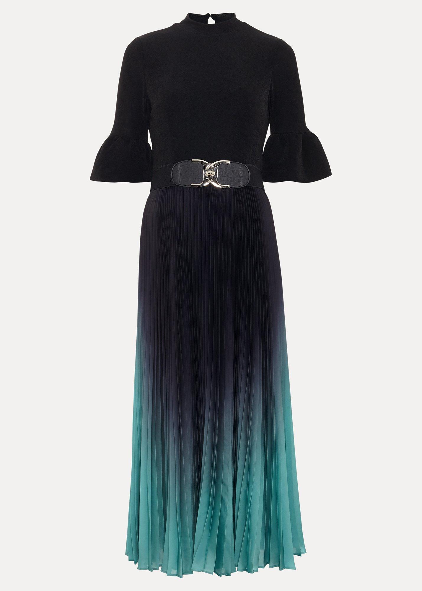${product-id}-Meloni Ombre Pleat Skirt Dress-Black Multi-${view-type}