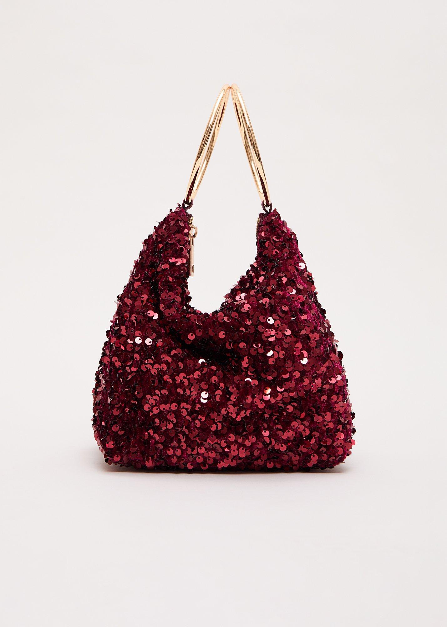 Sequin Burgundy Clutch Bag