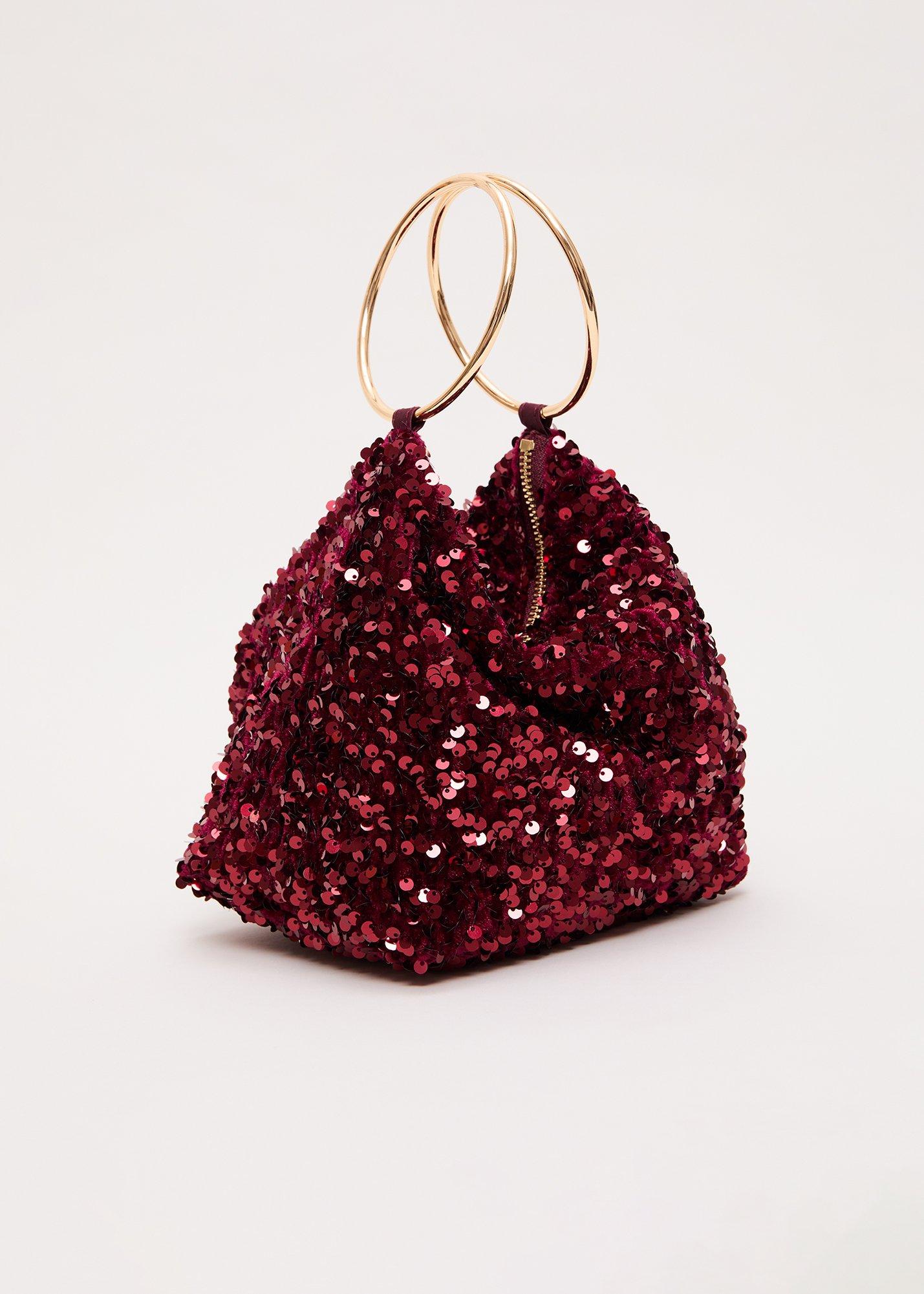 Sequin Burgundy Clutch Bag
