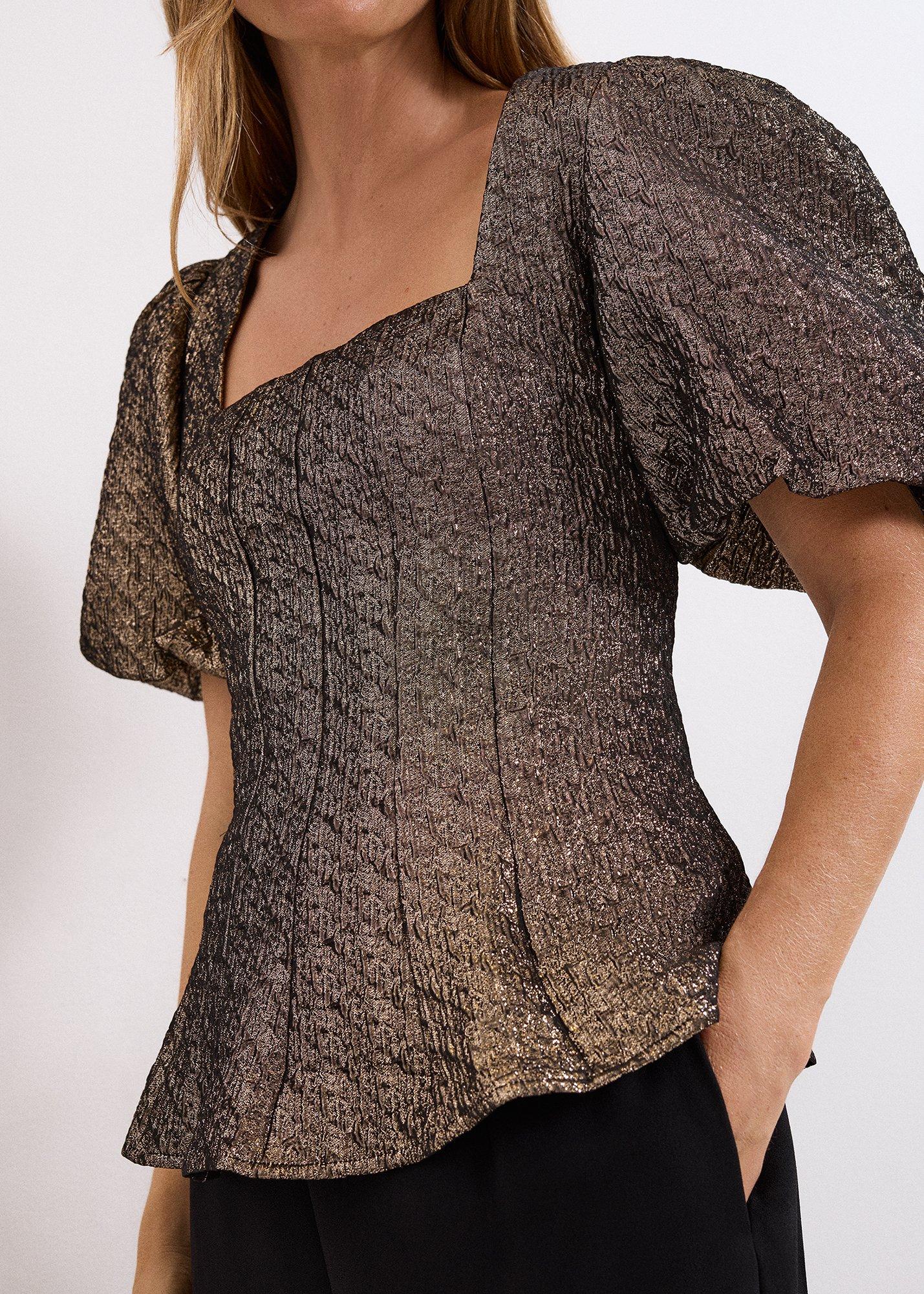 ${product-id}-Kassie Peplum Hem Top-Gold-${view-type}