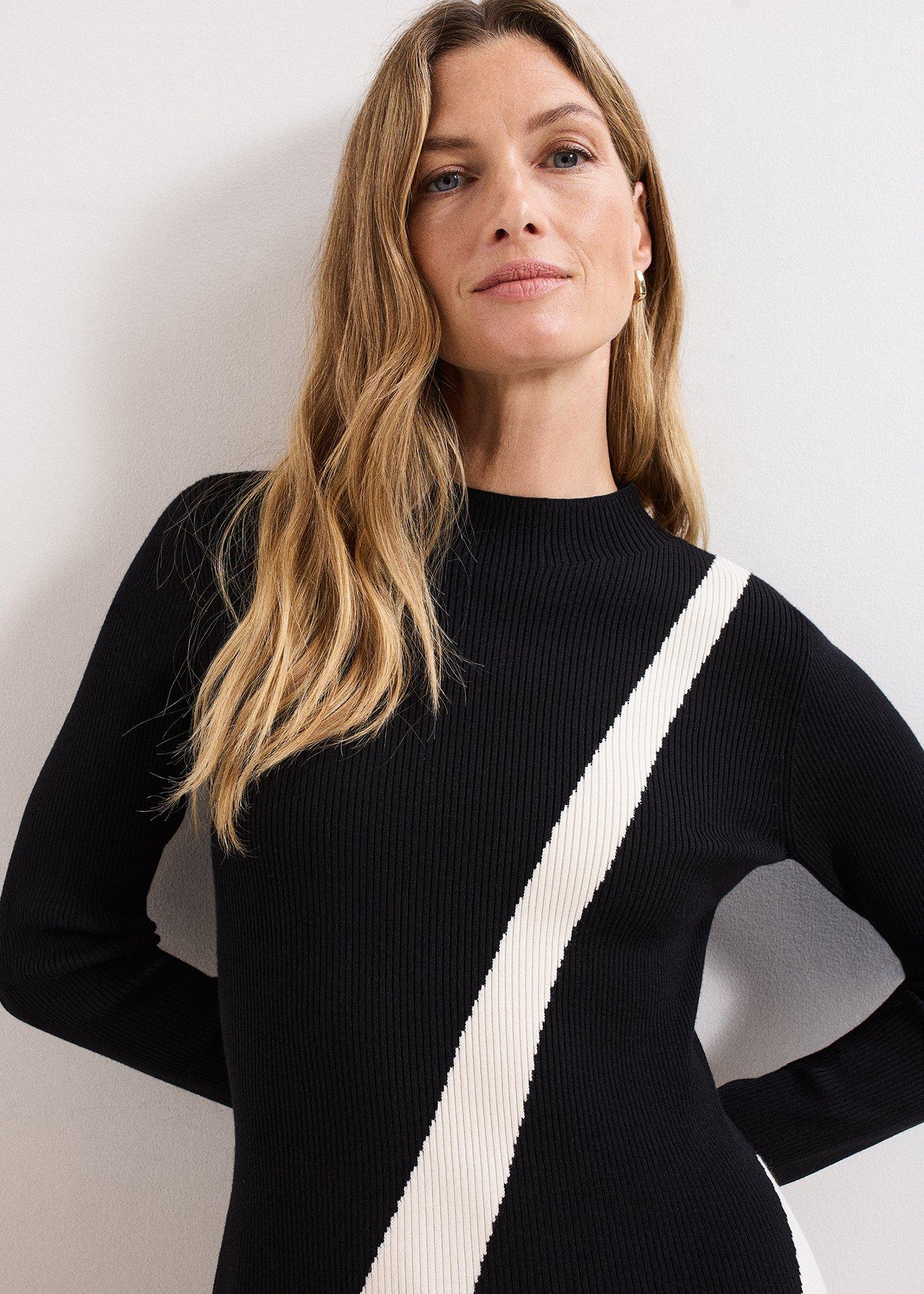${product-id}-Julie Fit and Flare Colourblock Knit Dress-Black/Ivory-${view-type}