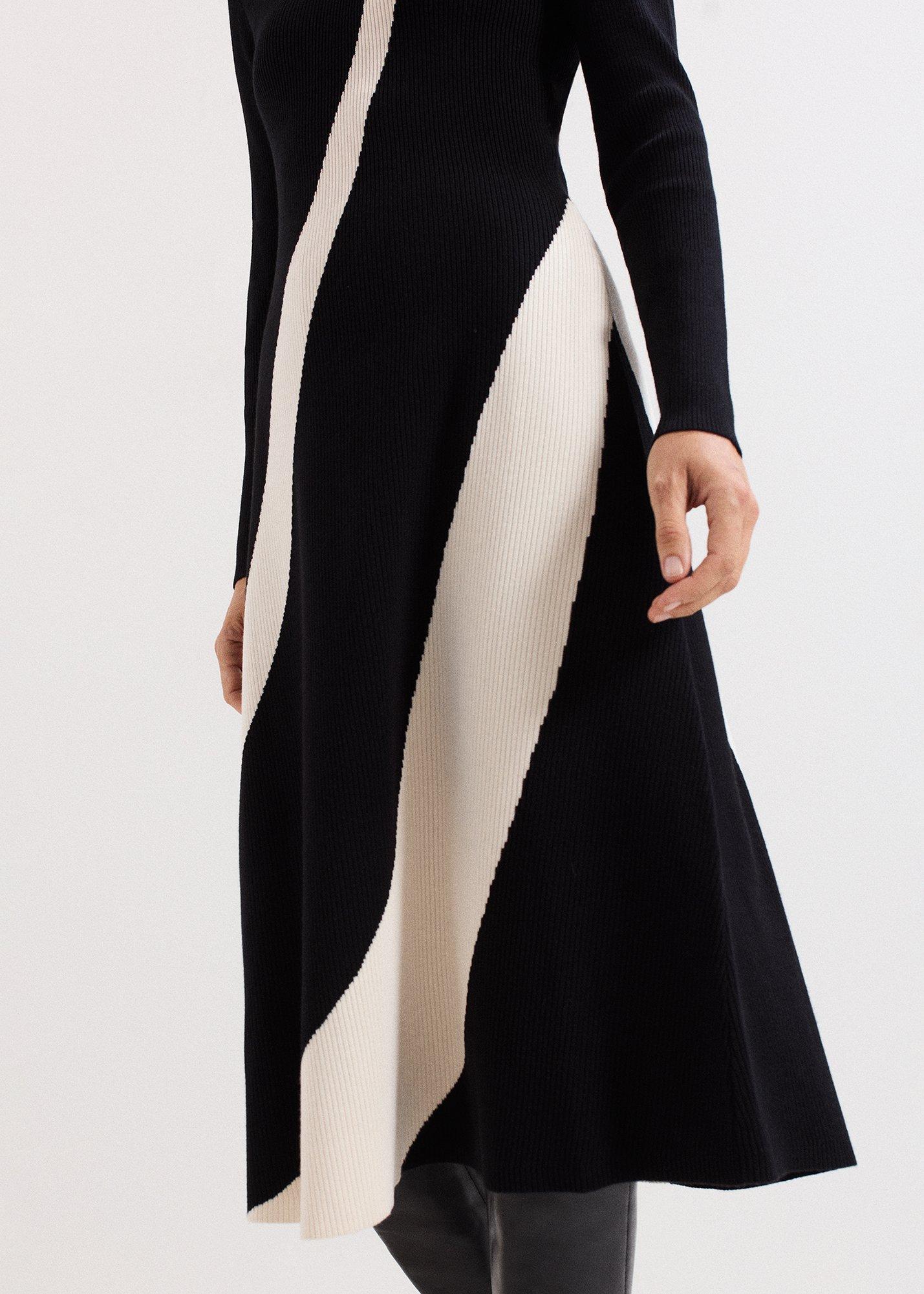 ${product-id}-Julie Fit and Flare Colourblock Knit Dress-Black/Ivory-${view-type}