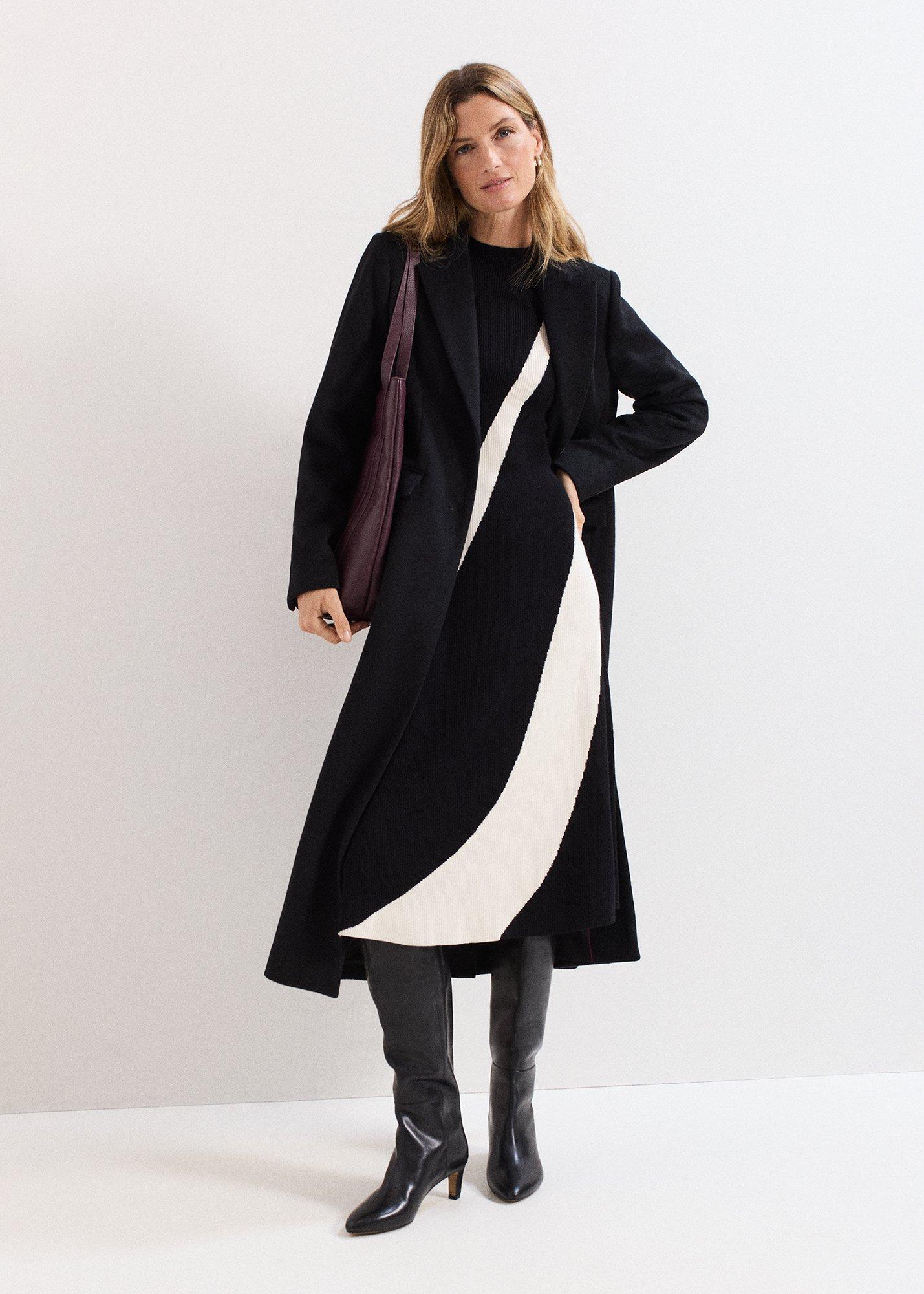 ${product-id}-Julie Fit and Flare Colourblock Knit Dress-Black/Ivory-${view-type}