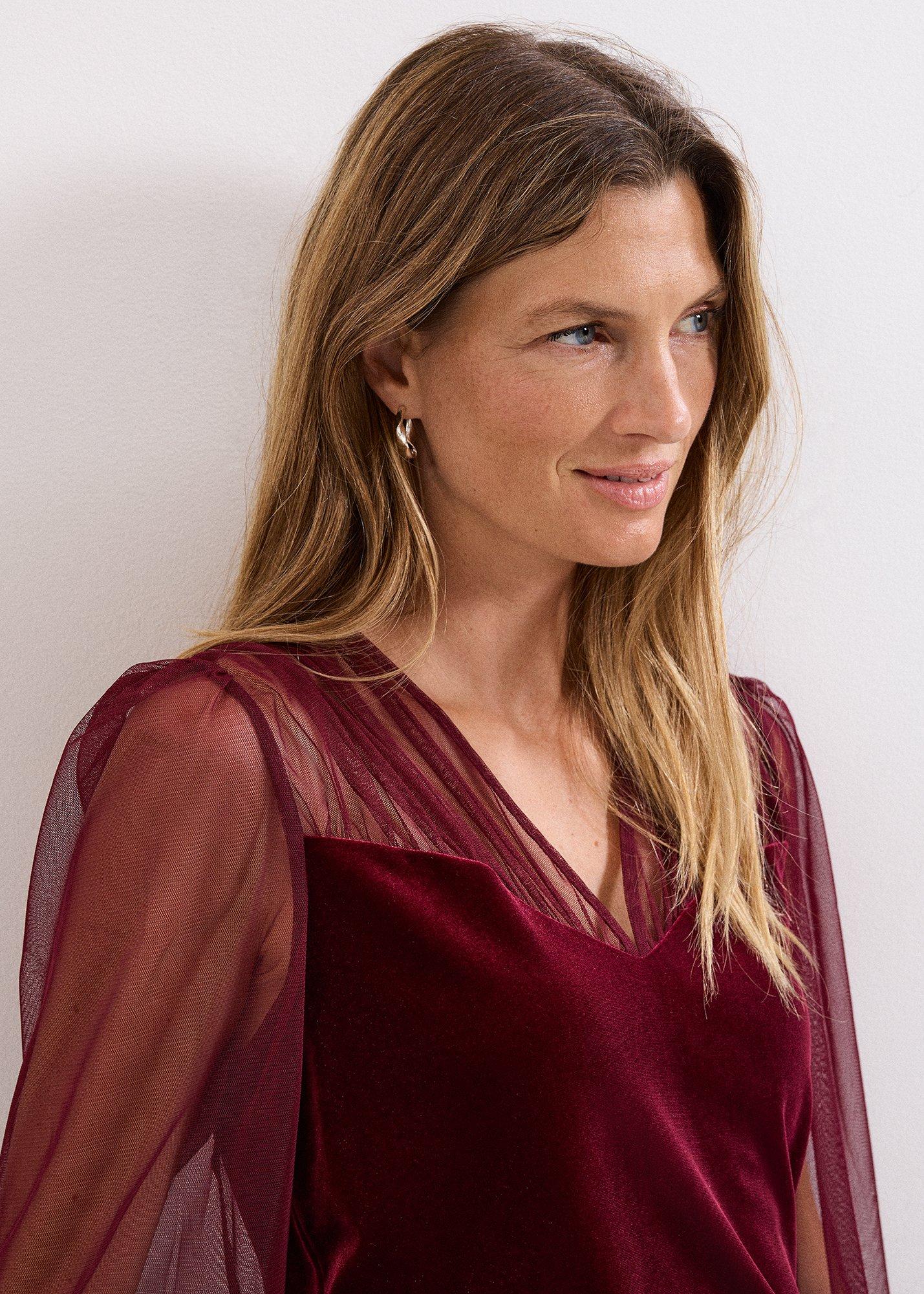 ${product-id}-Cindy Velvet Tulle Blouse-Burgundy-${view-type}
