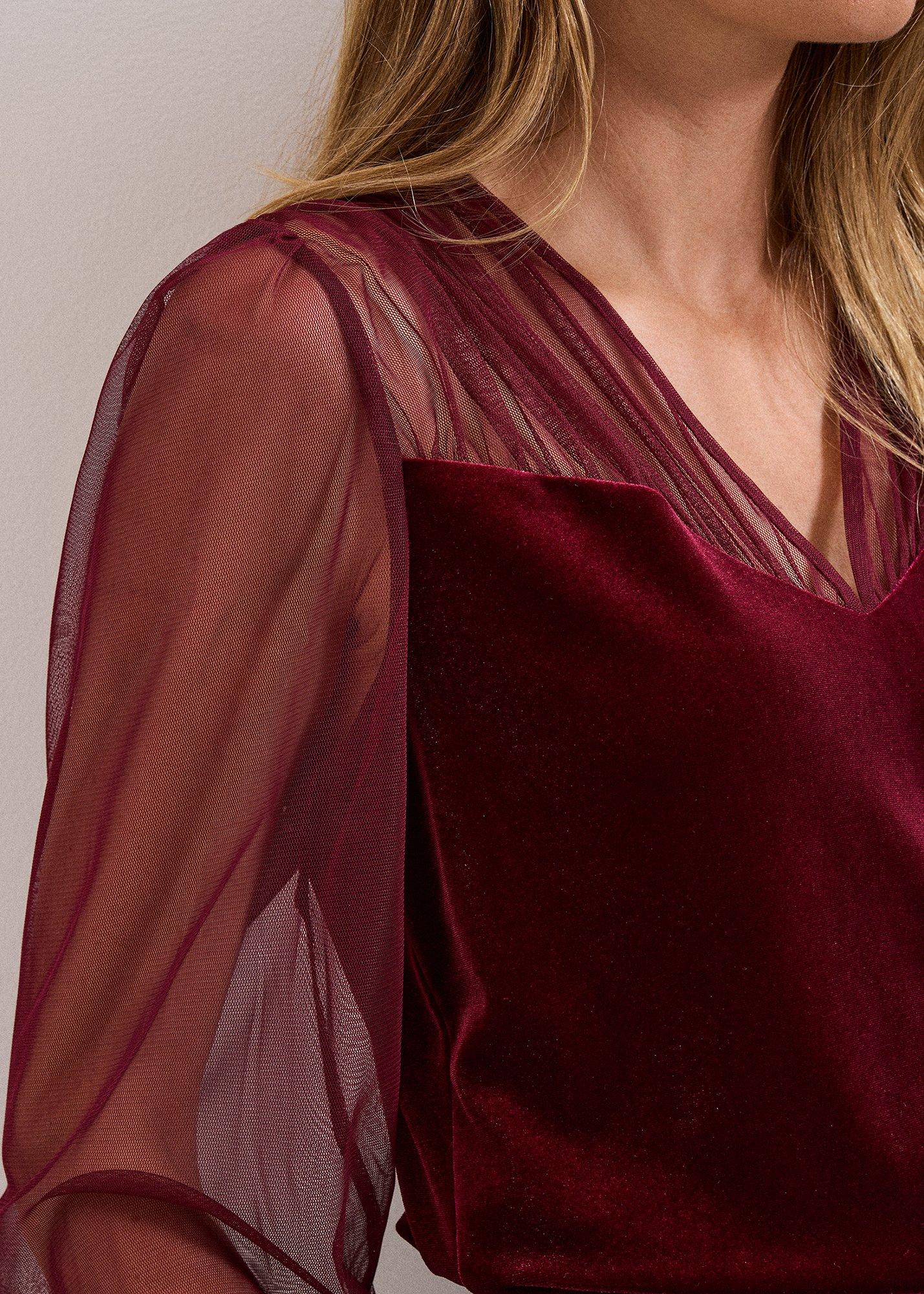 ${product-id}-Cindy Velvet Tulle Blouse-Burgundy-${view-type}