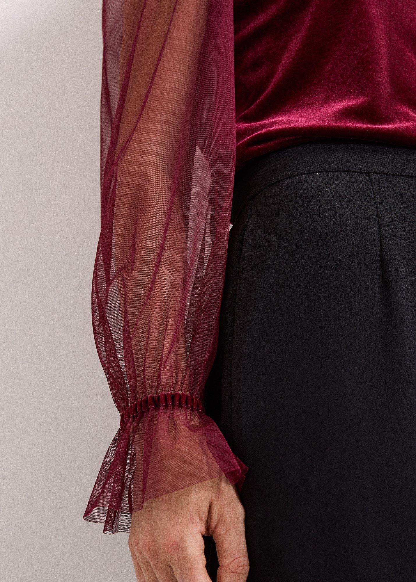 ${product-id}-Cindy Velvet Tulle Blouse-Burgundy-${view-type}