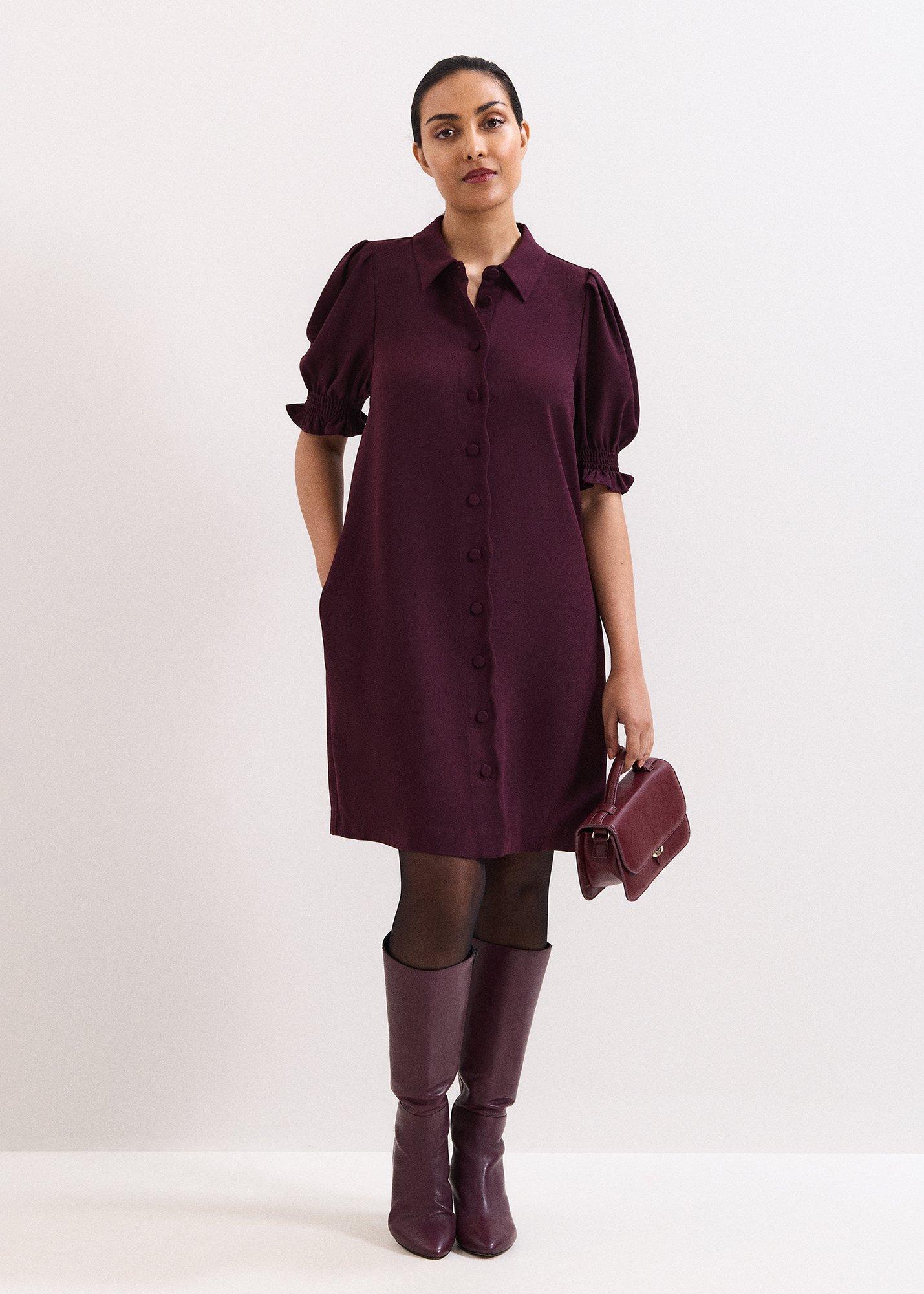 ${product-id}-Petite Candice Scallop Dress-Burgundy-${view-type}
