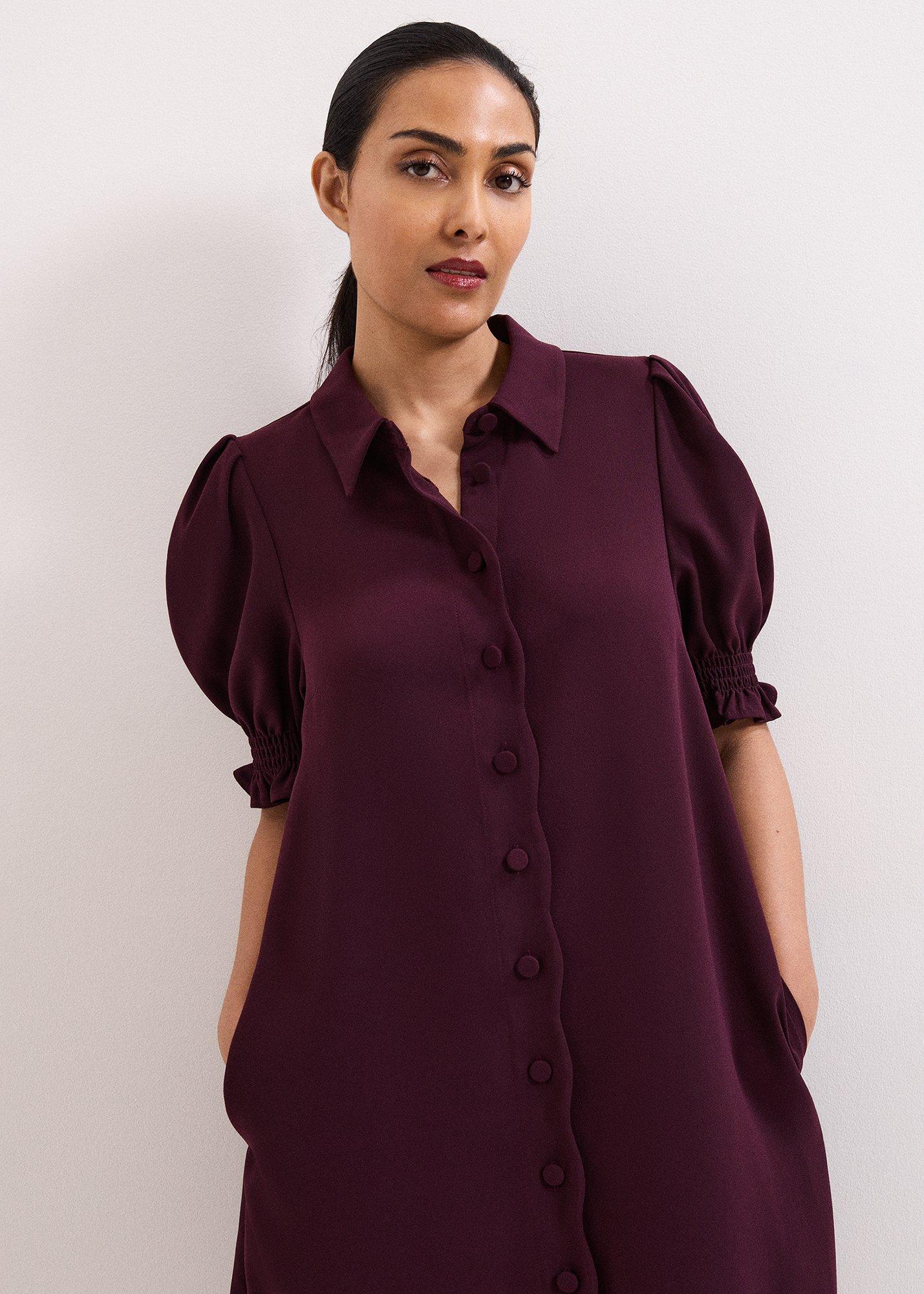 ${product-id}-Petite Candice Scallop Dress-Burgundy-${view-type}