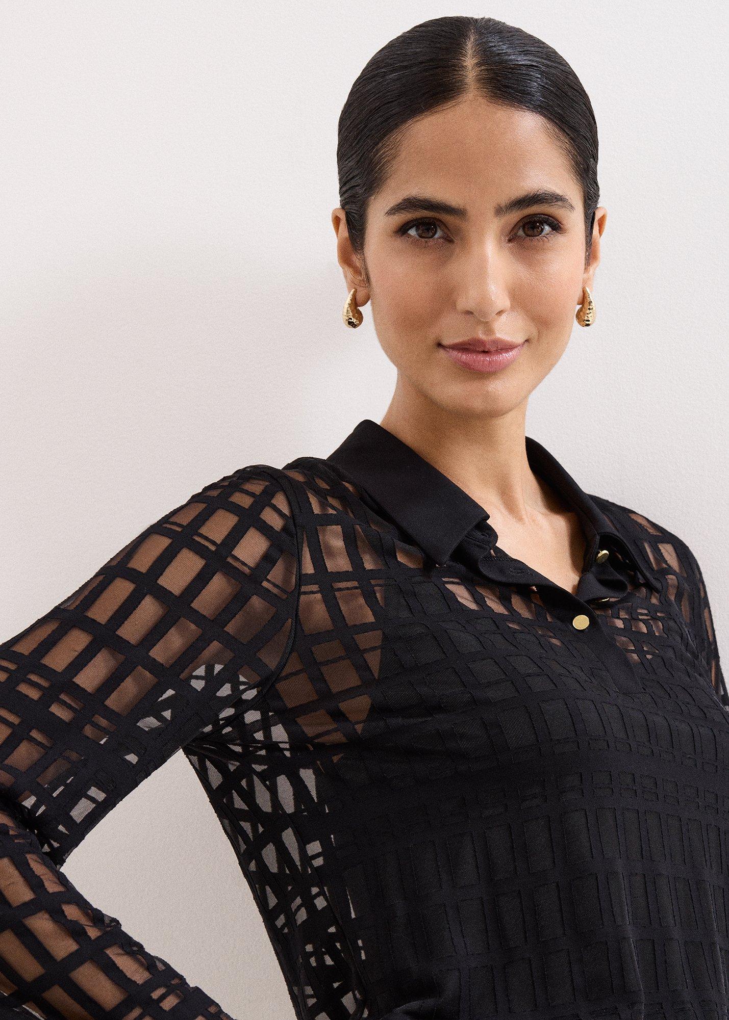 ${product-id}-Kennedy Check Burnout Top-Black-${view-type}