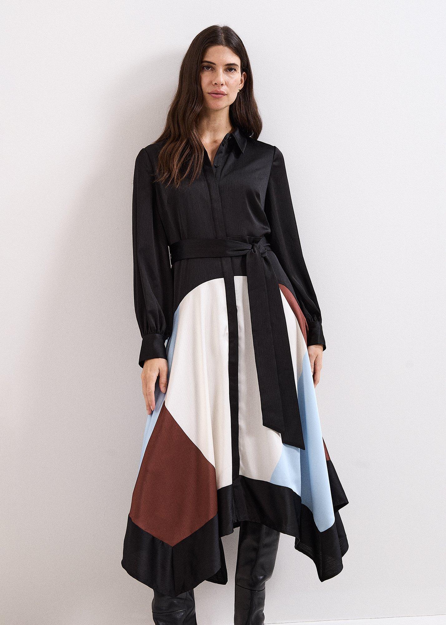 ${product-id}-Samalie Satin Colourblock Hanky Hem Dress-Black-${view-type}