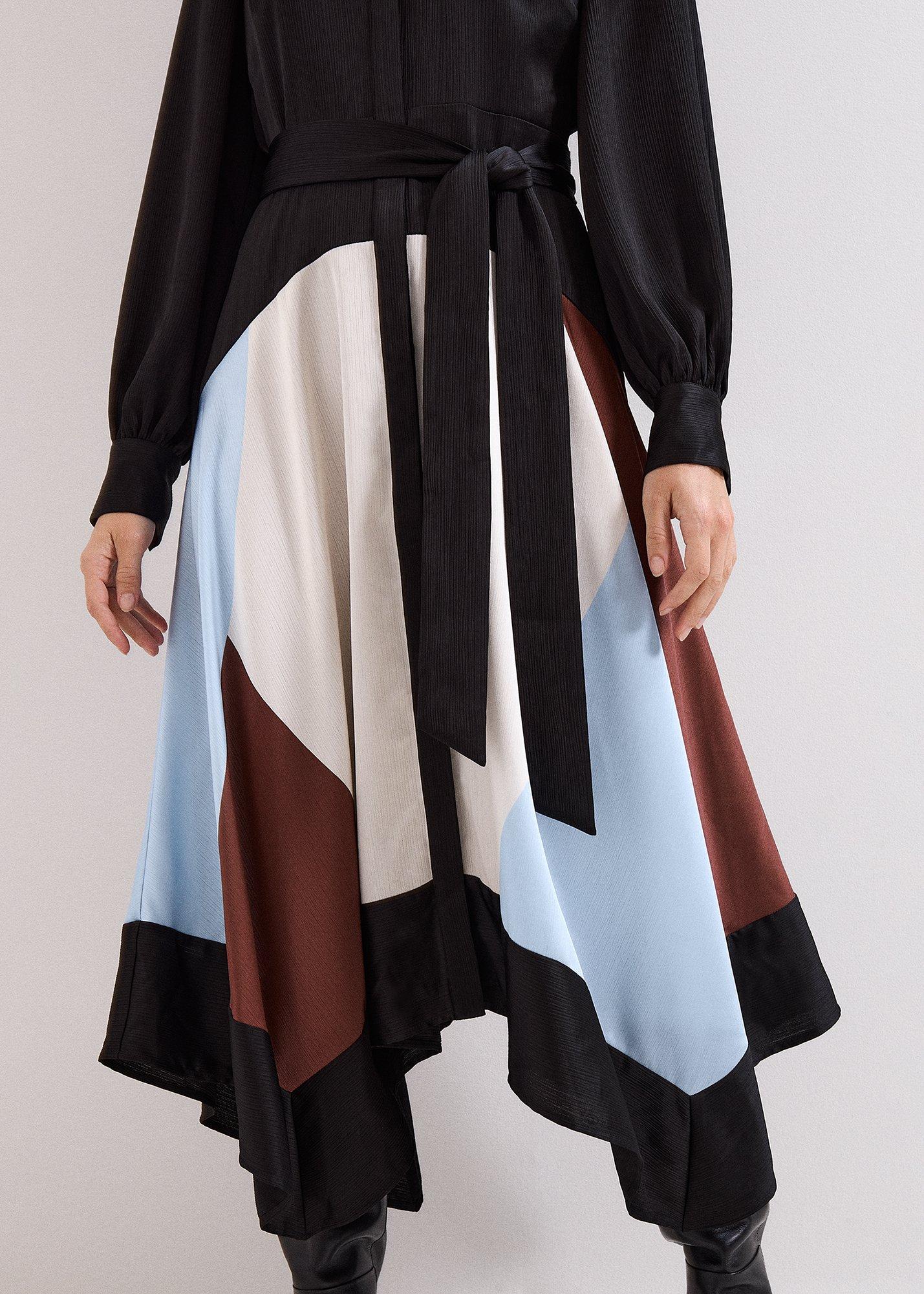 ${product-id}-Samalie Satin Colourblock Hanky Hem Dress-Black-${view-type}