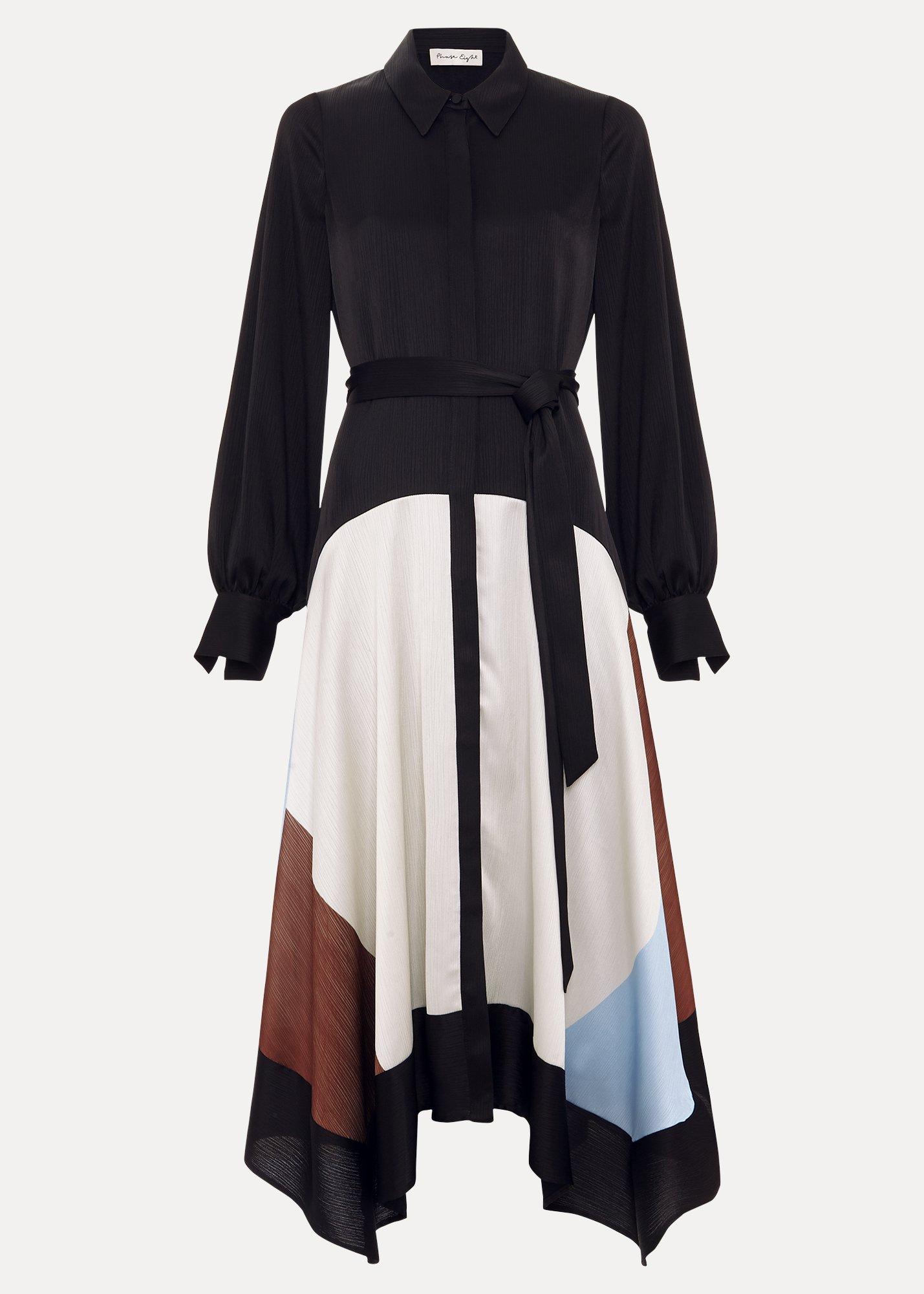 ${product-id}-Samalie Satin Colourblock Hanky Hem Dress-Black-${view-type}