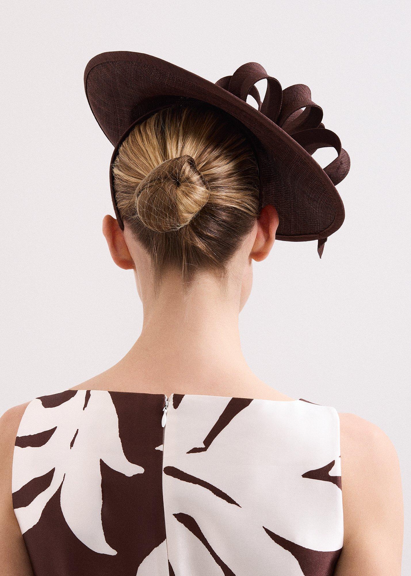 ${product-id}-Twist Shantung Oval Fascinator-Brown-${view-type}