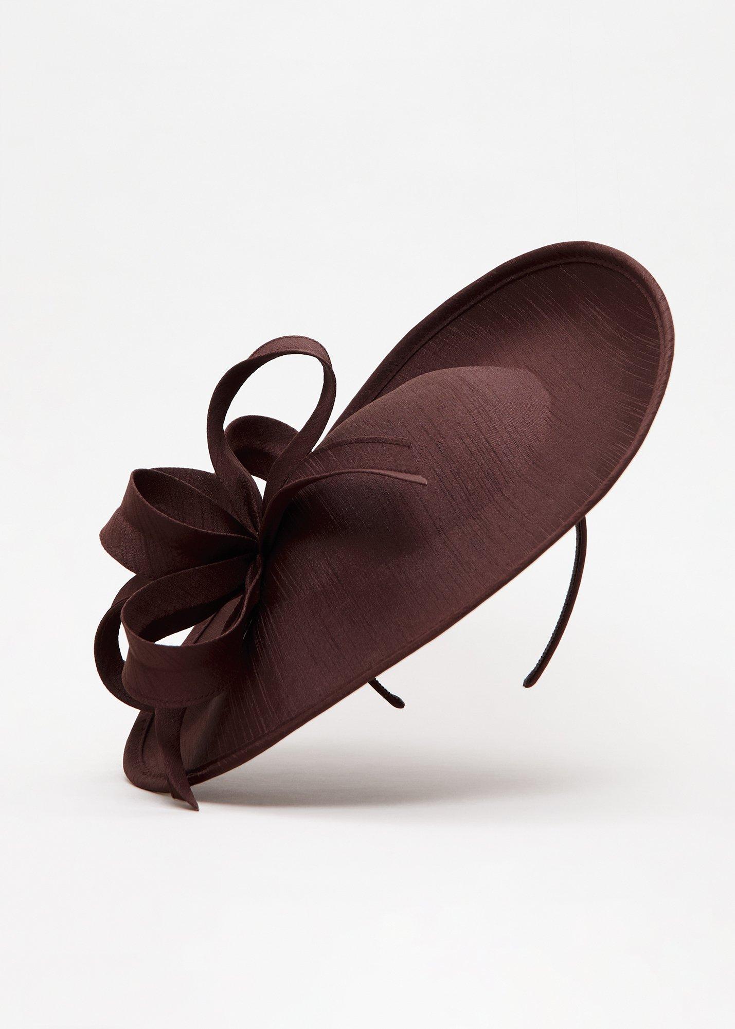 ${product-id}-Twist Shantung Oval Fascinator-Brown-${view-type}