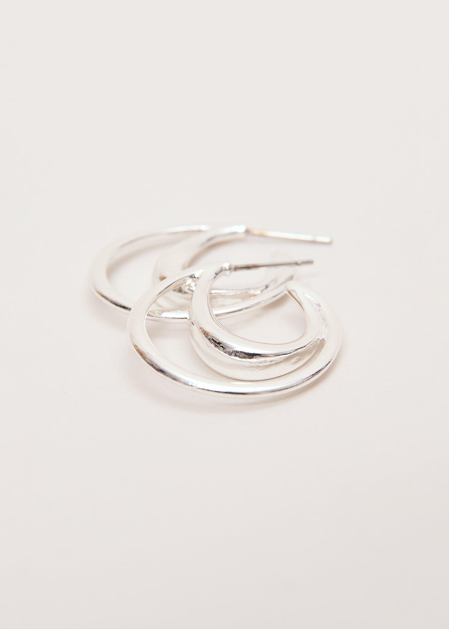 Silver Double Hoop Earrings