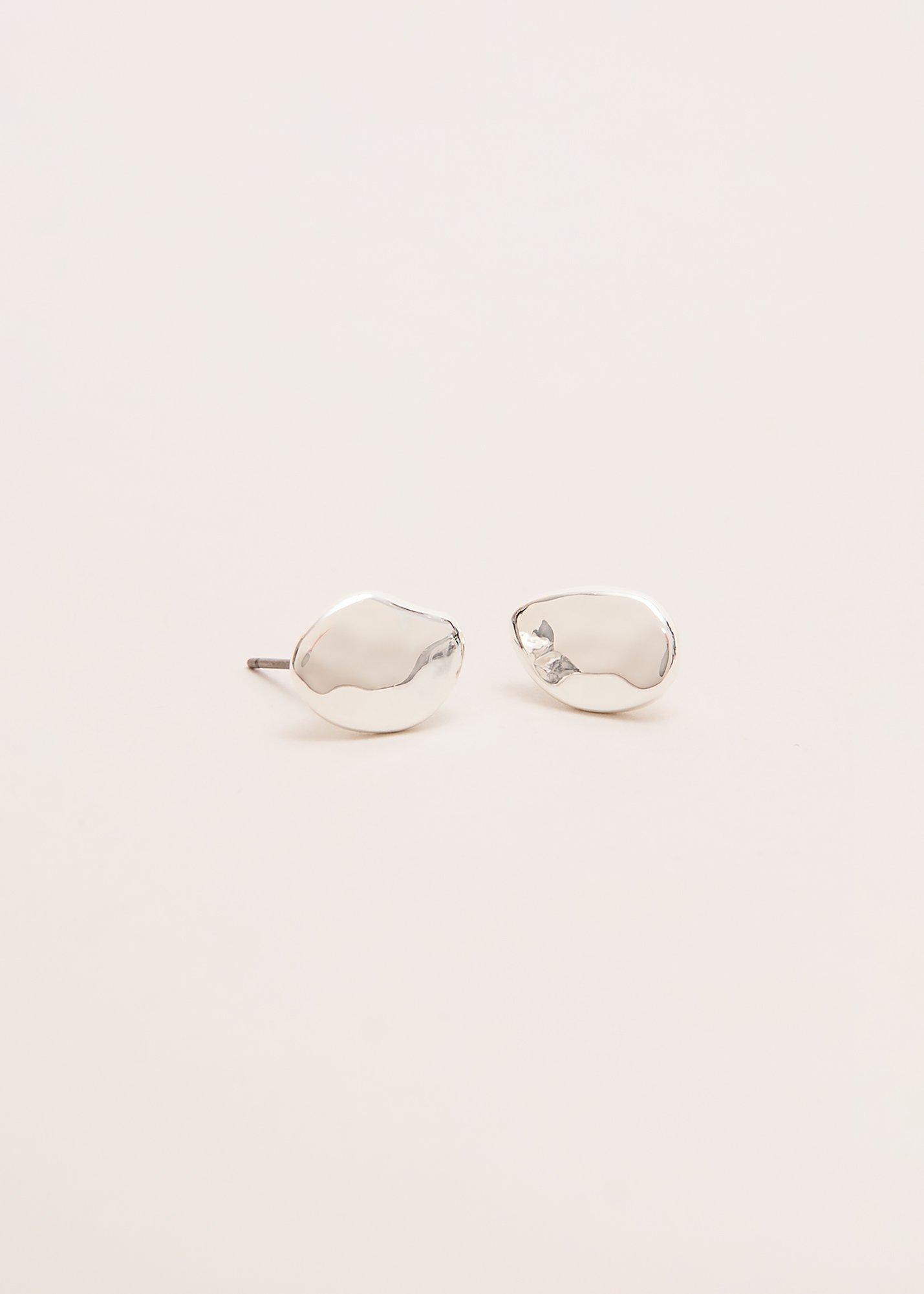 Silver Molten Stud Earrings