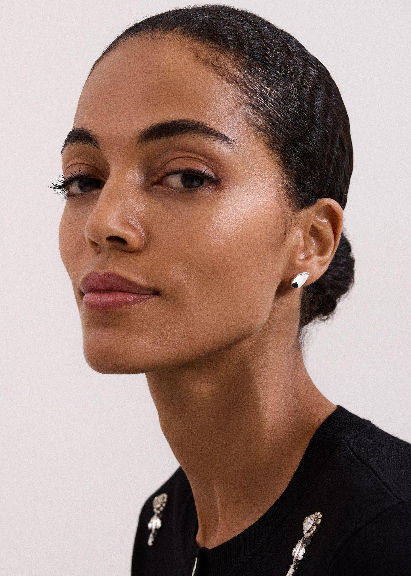 Silver Molten Stud Earrings