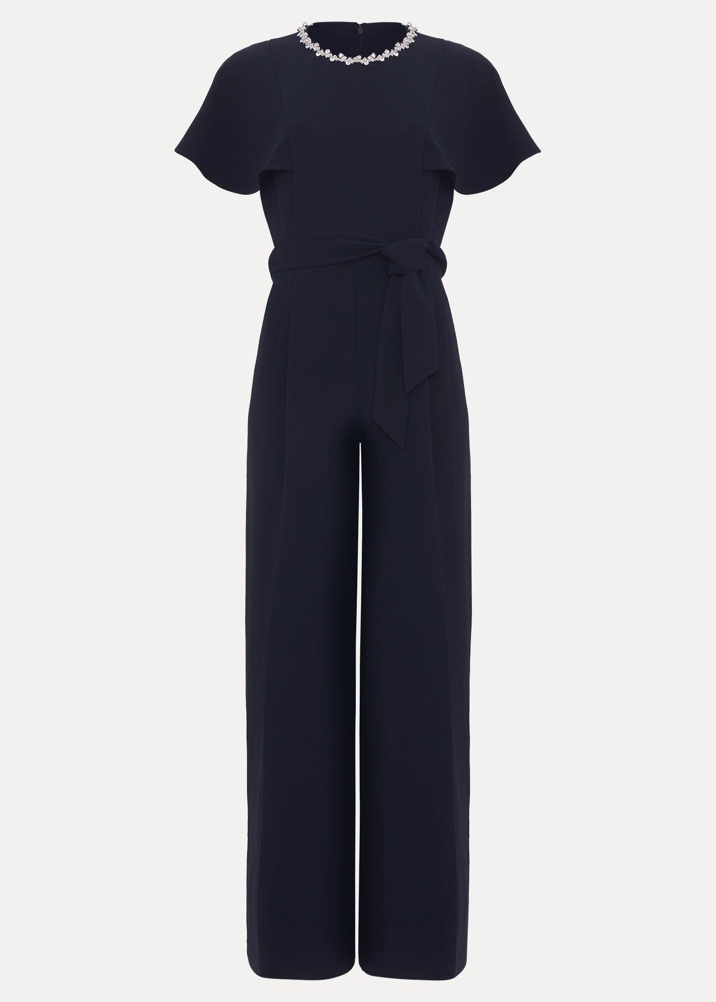 ${product-id}-Petite Orwen Navy Jewelled Neck Jumpsuit-Navy-${view-type}