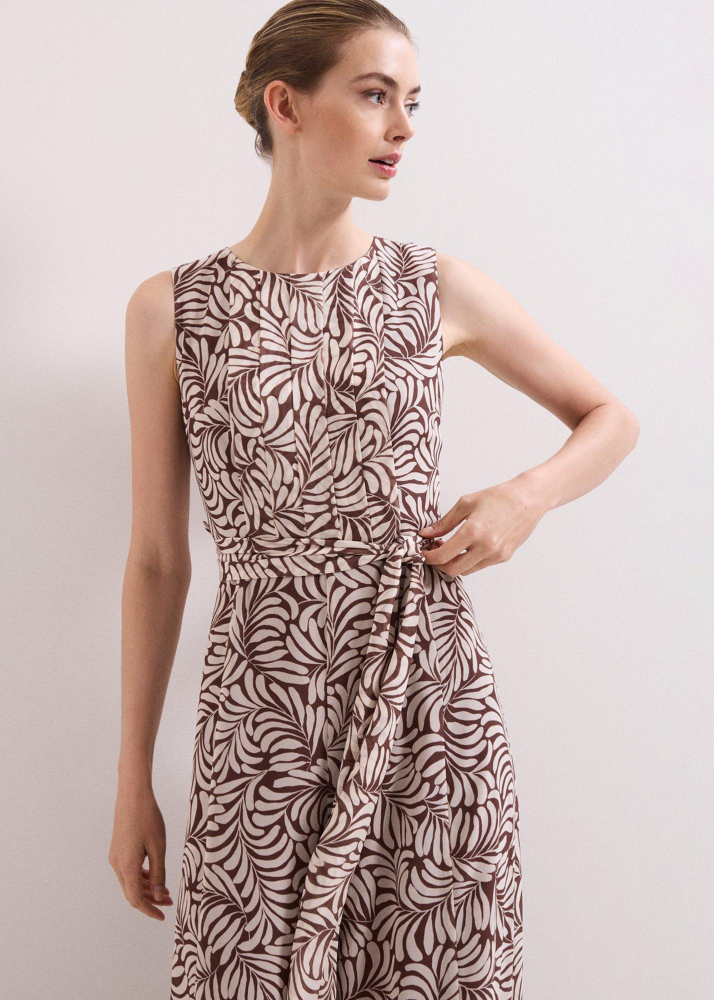 ${product-id}-Petite Janine Leaf Print Jumpsuit-Latte-${view-type}